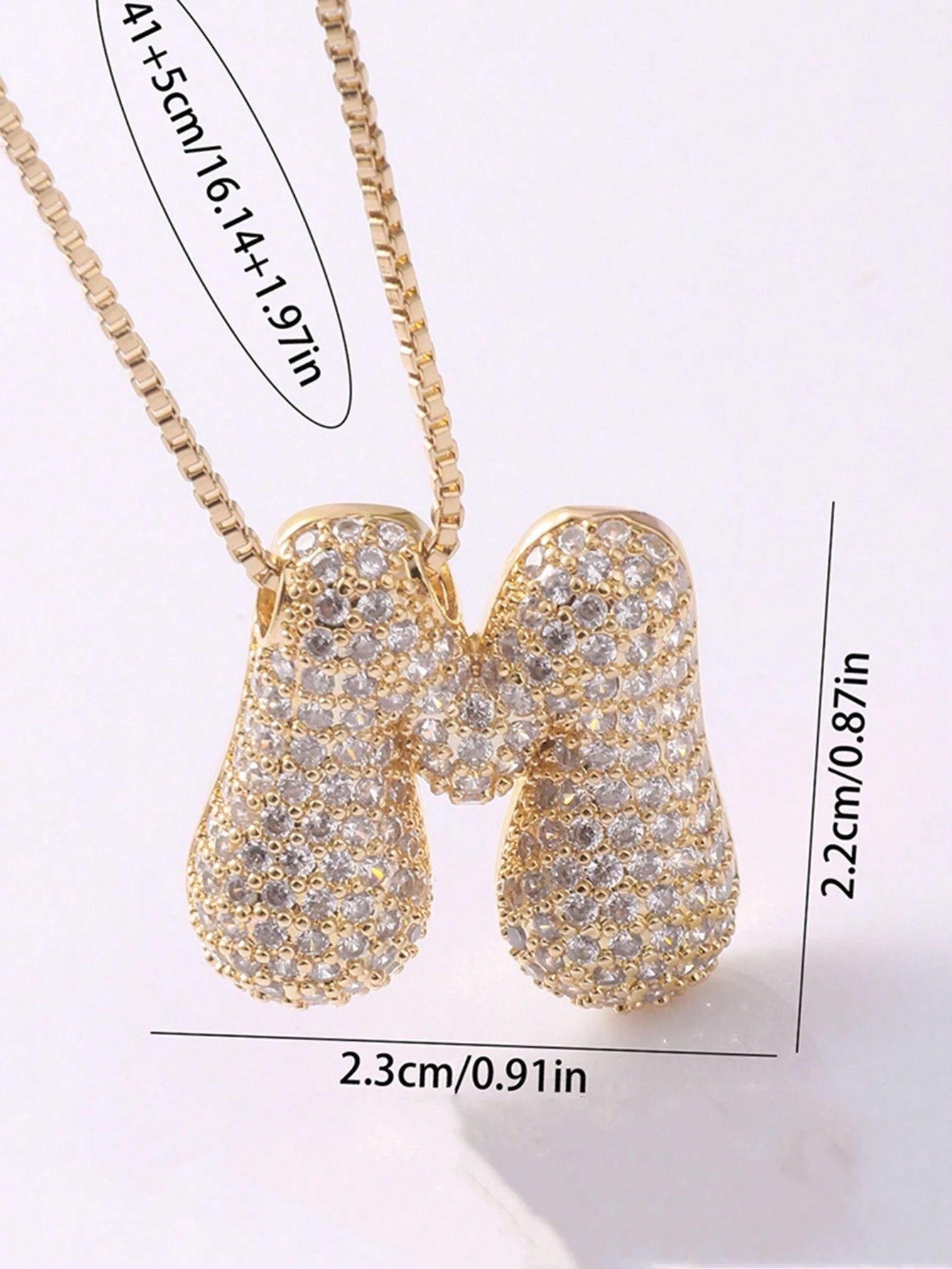 Bubble Letter Necklace – 3D Crystal-Look Alphabet Charm