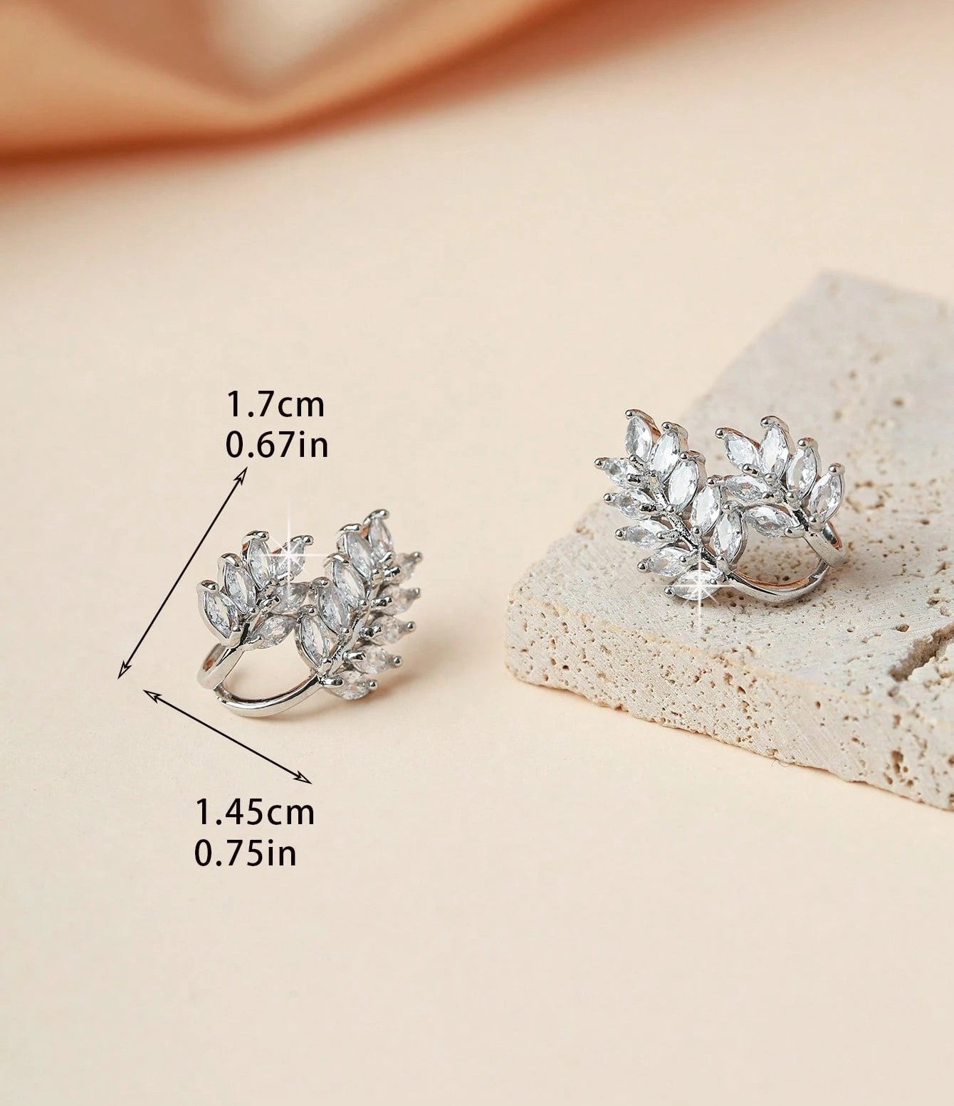 Sparkling Cubic Zirconia Wheat Ear Stud Earrings