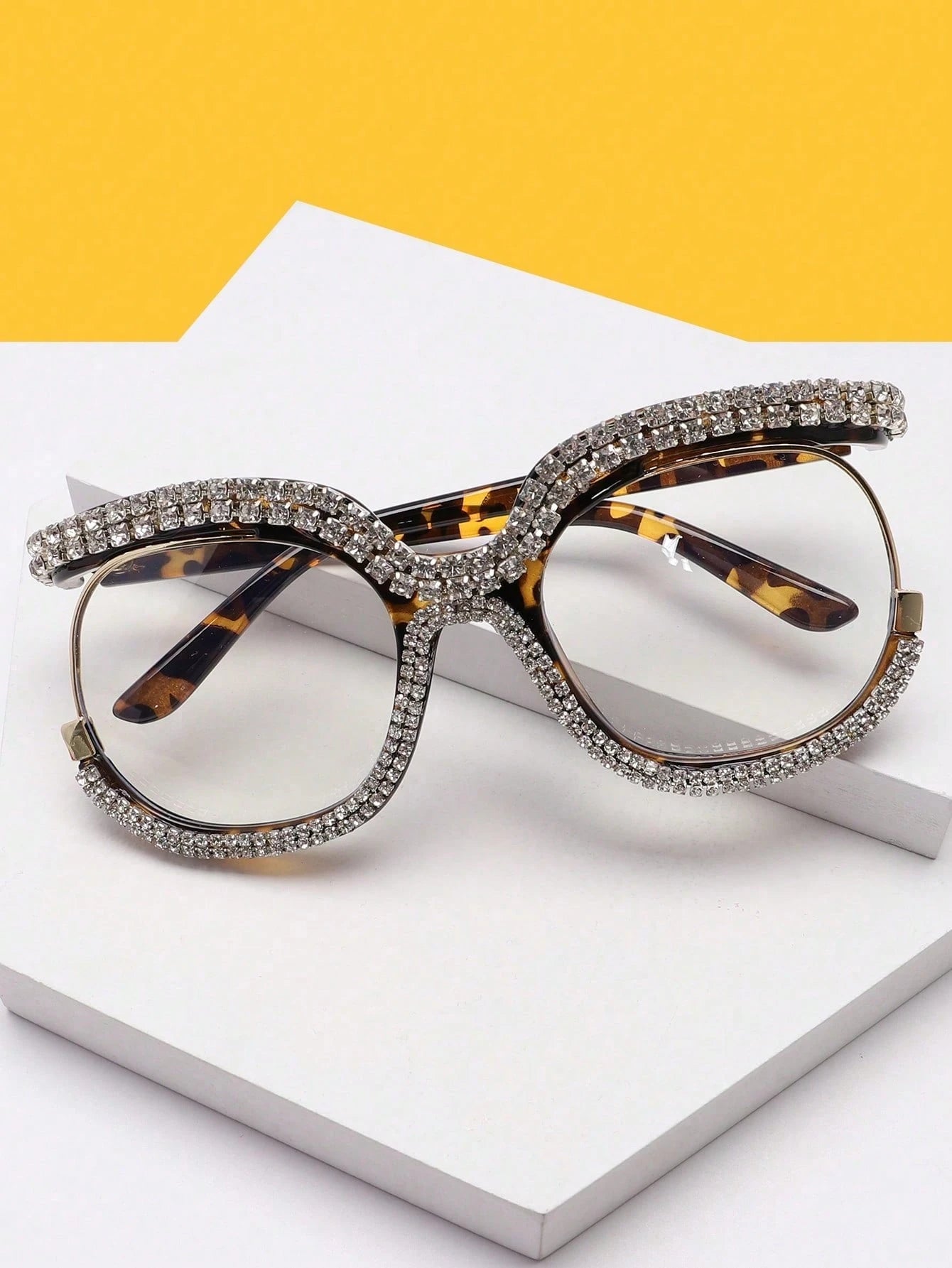 Crystal Leopard Oversized Sunglasses