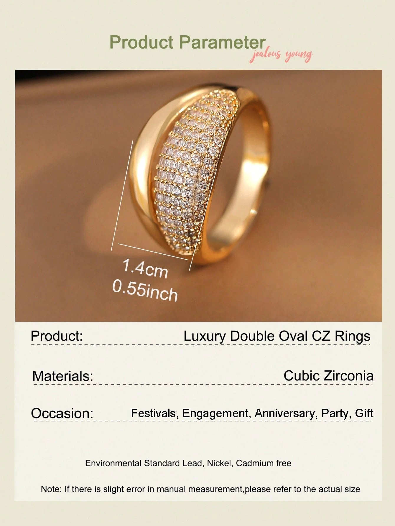Luxury Oval Zirconia Statement Ring