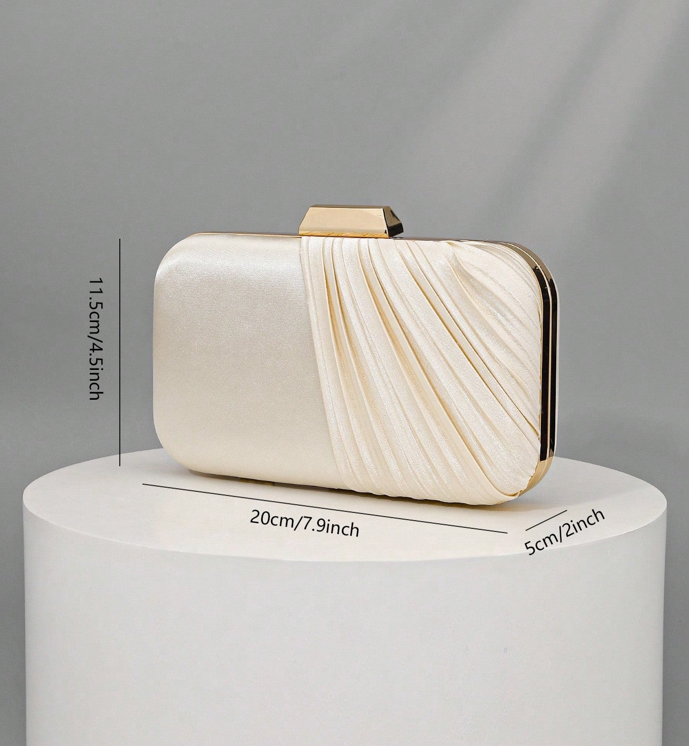 Pleated Satin Evening Clutch