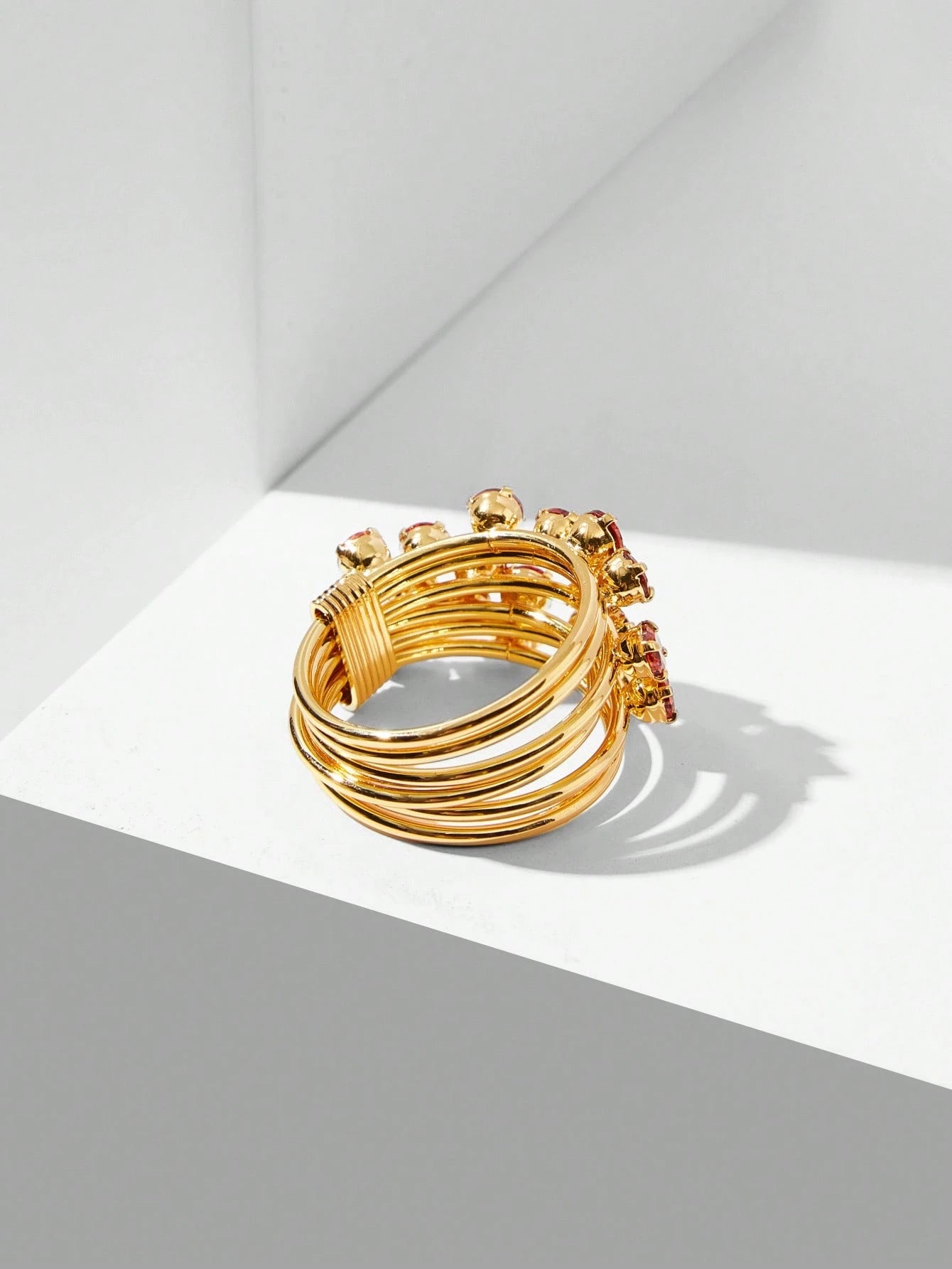 Crimson Coil Statement Ring