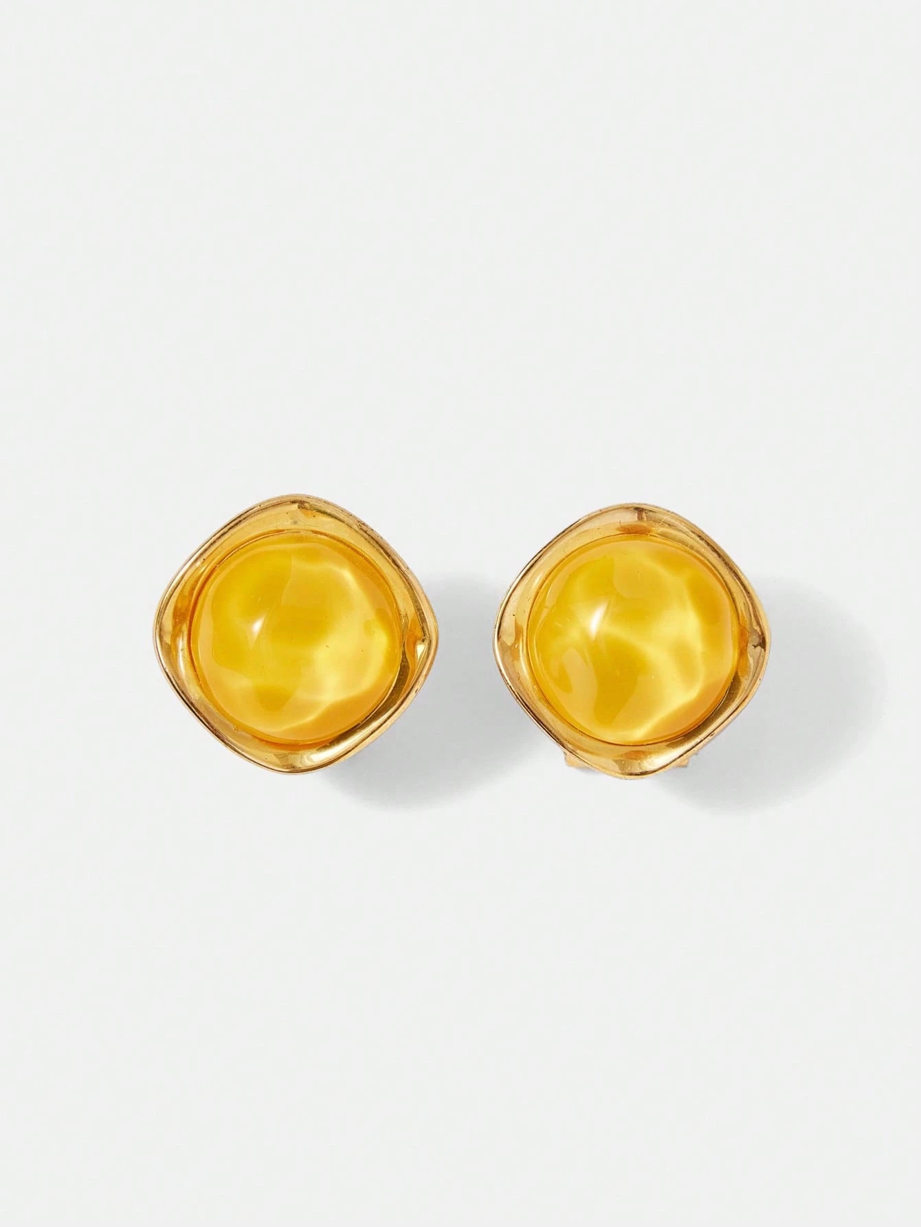 Amber Glow Gold Stud Earrings