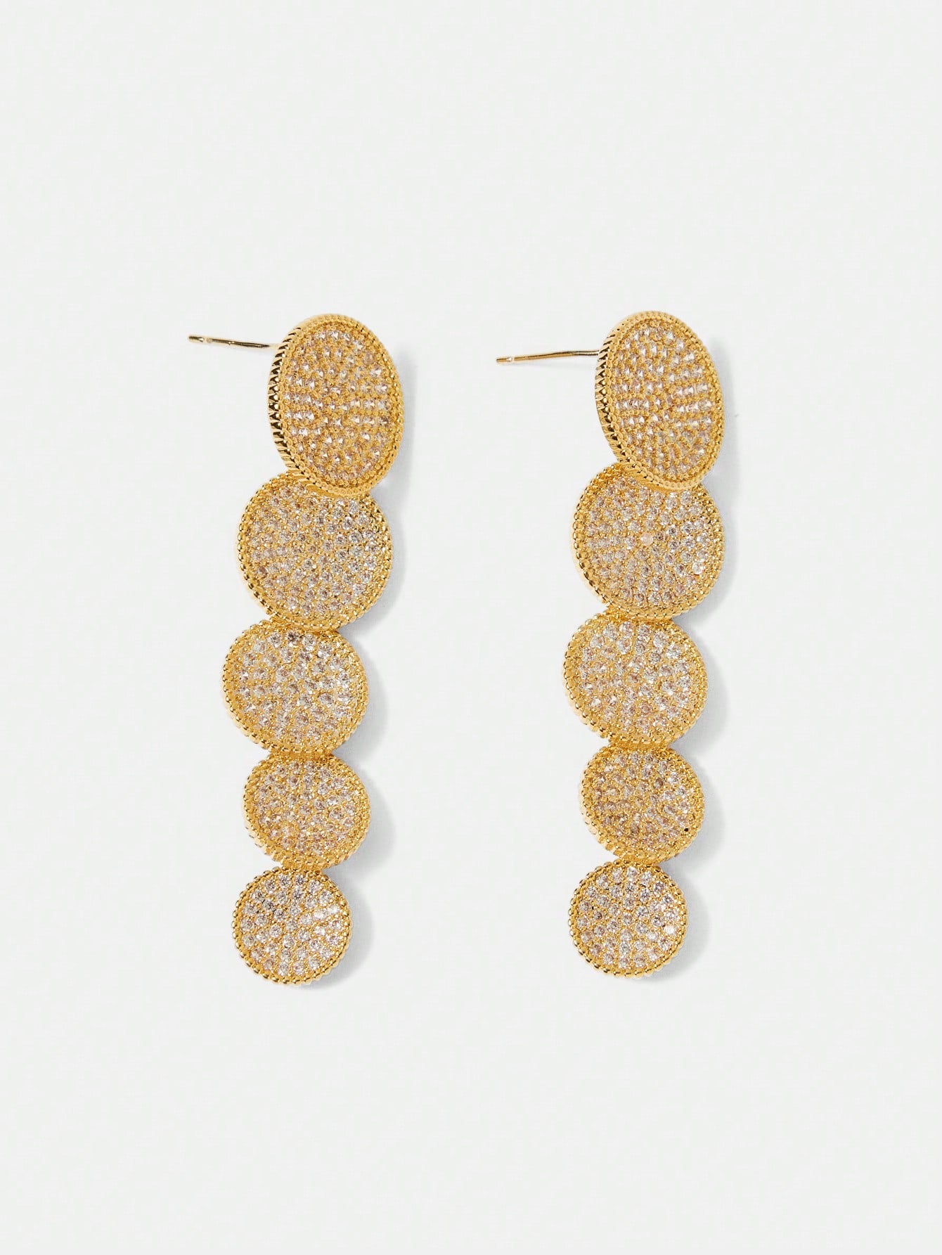 Golden Pavé Cascade Drop Earrings
