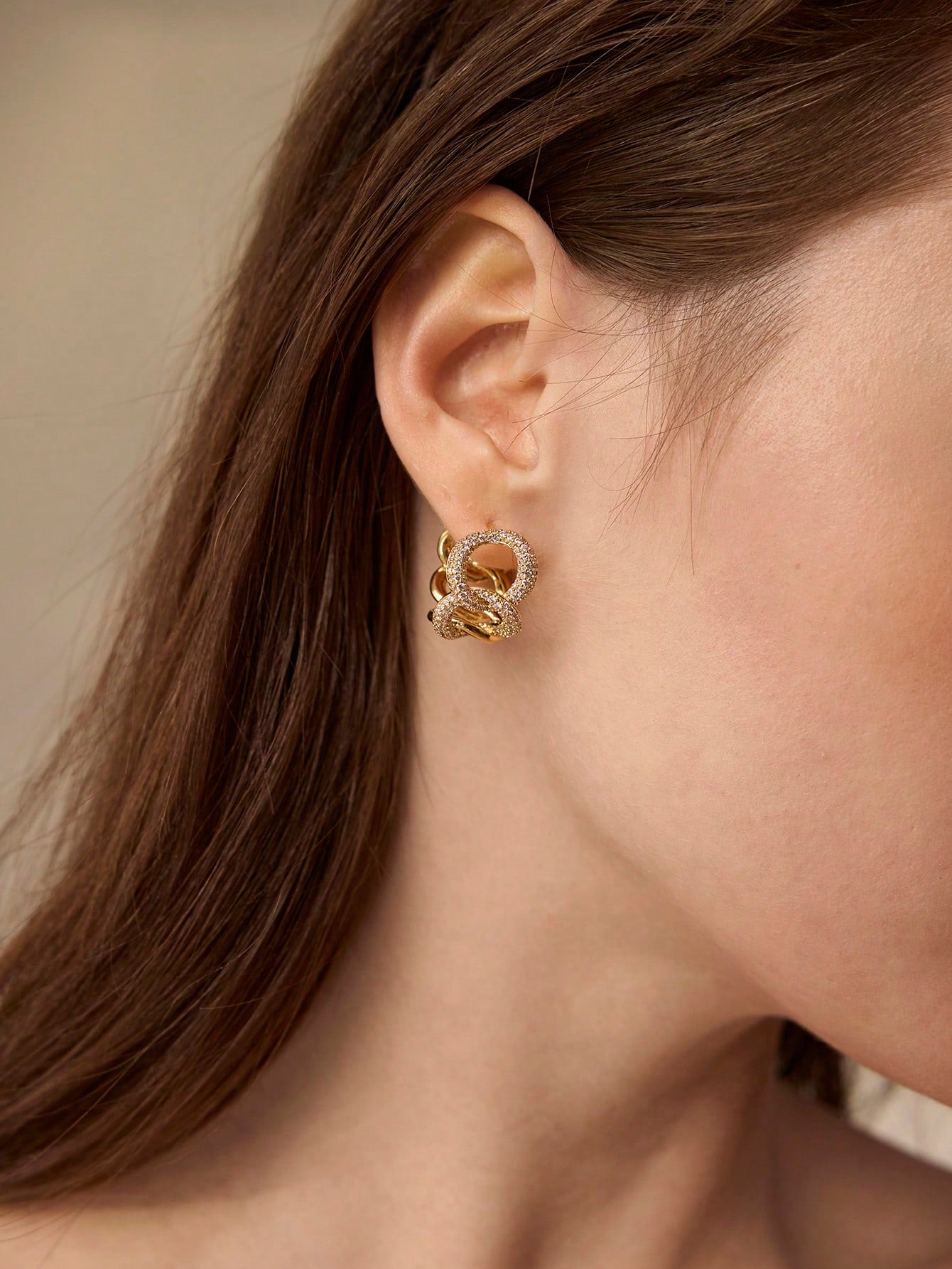 Intertwined Pavé Gold Hoop Earrings