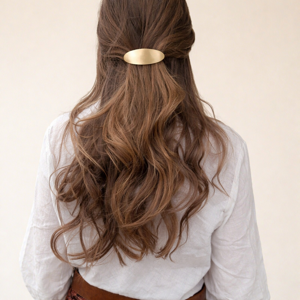 Satin Curve Gold Hair Barrette