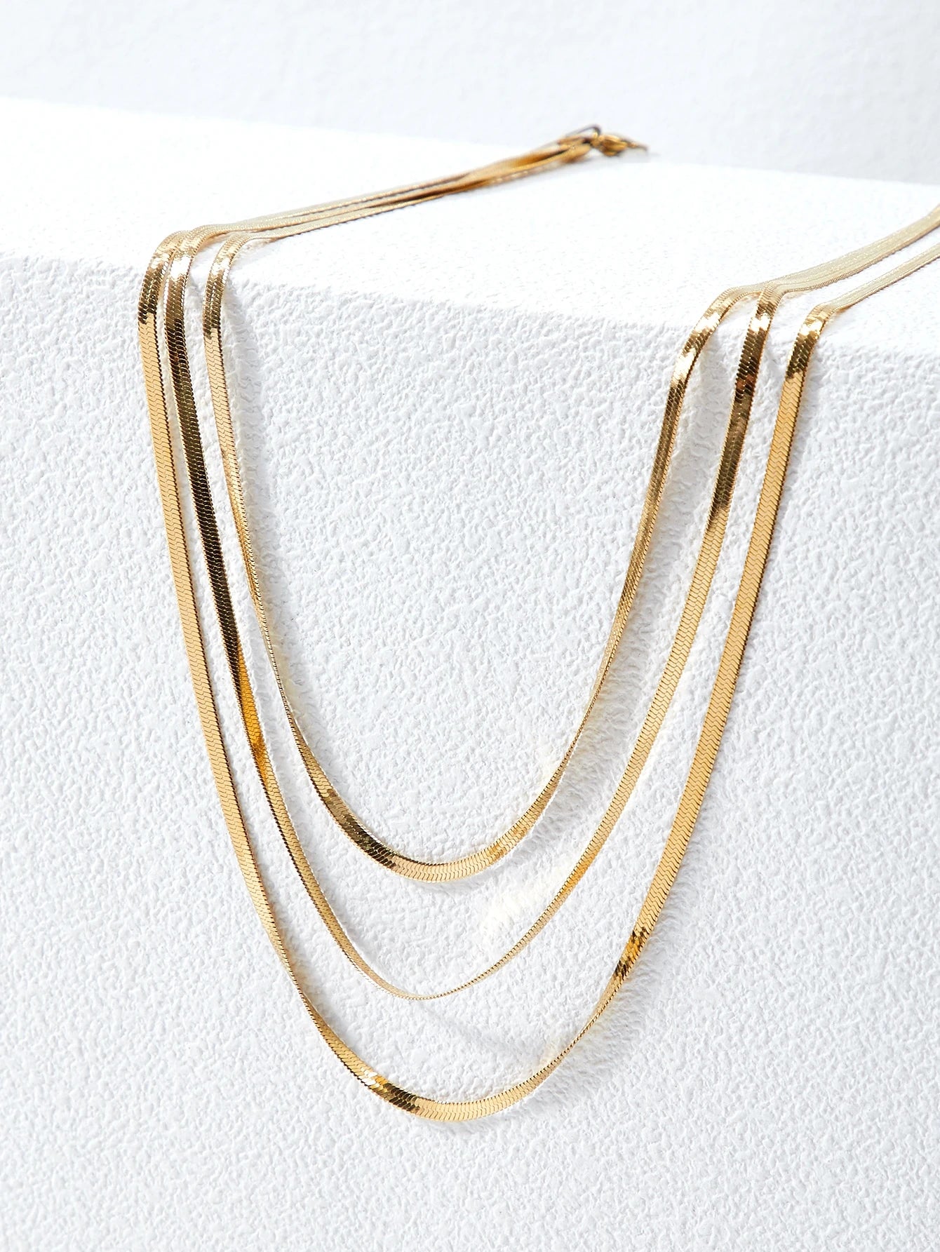 Triple Snake Chain Gold Necklace