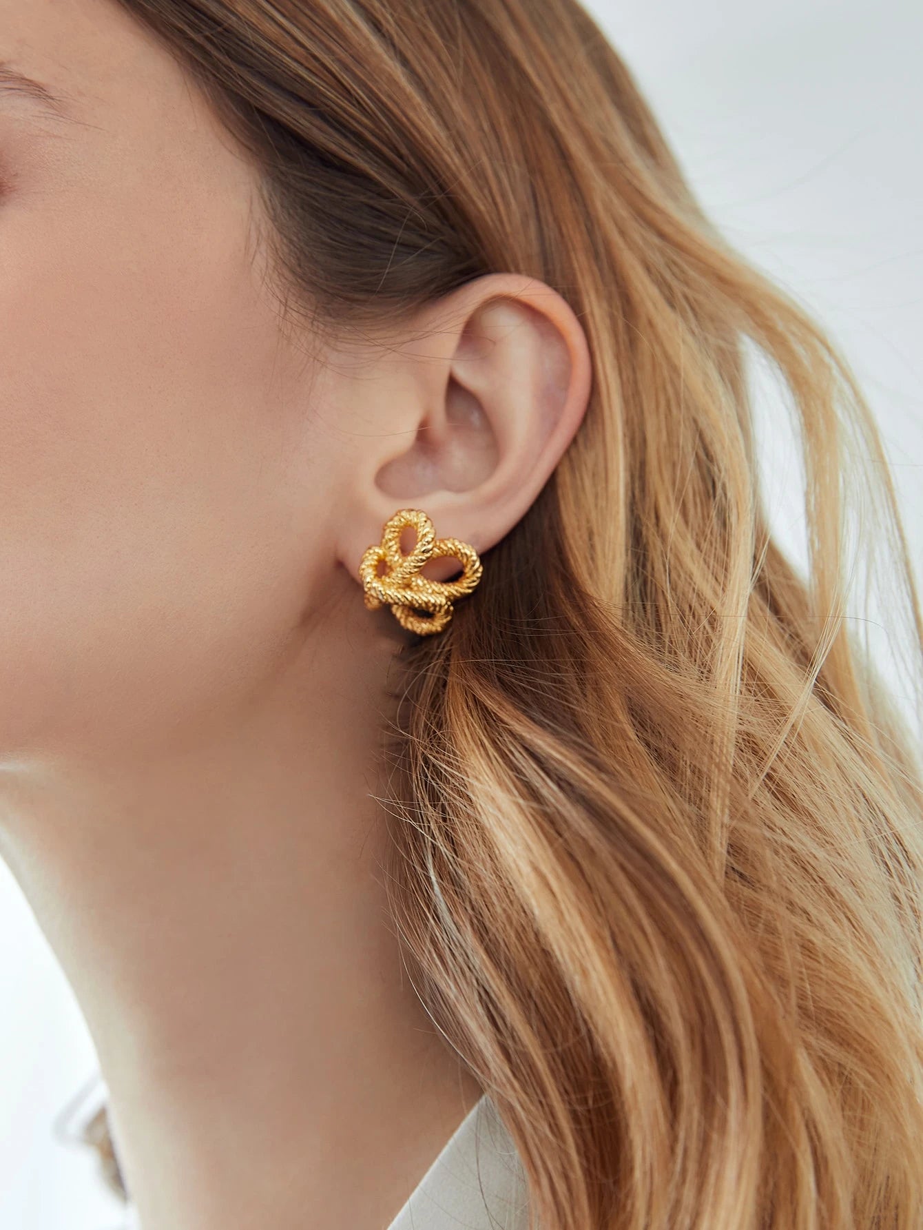 Vintage Croissant Studs - Golden Twist Earrings