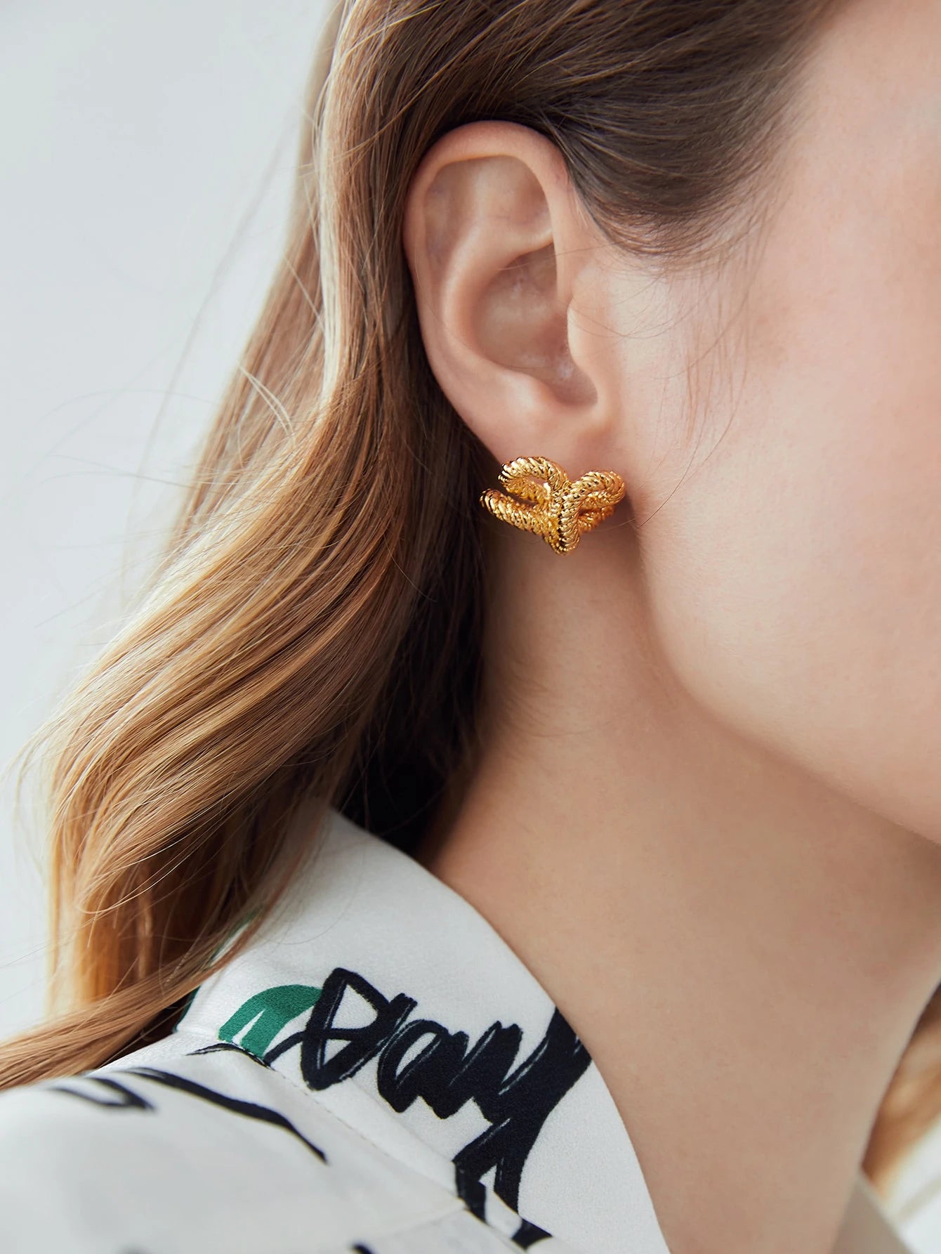 Vintage Croissant Studs - Golden Twist Earrings