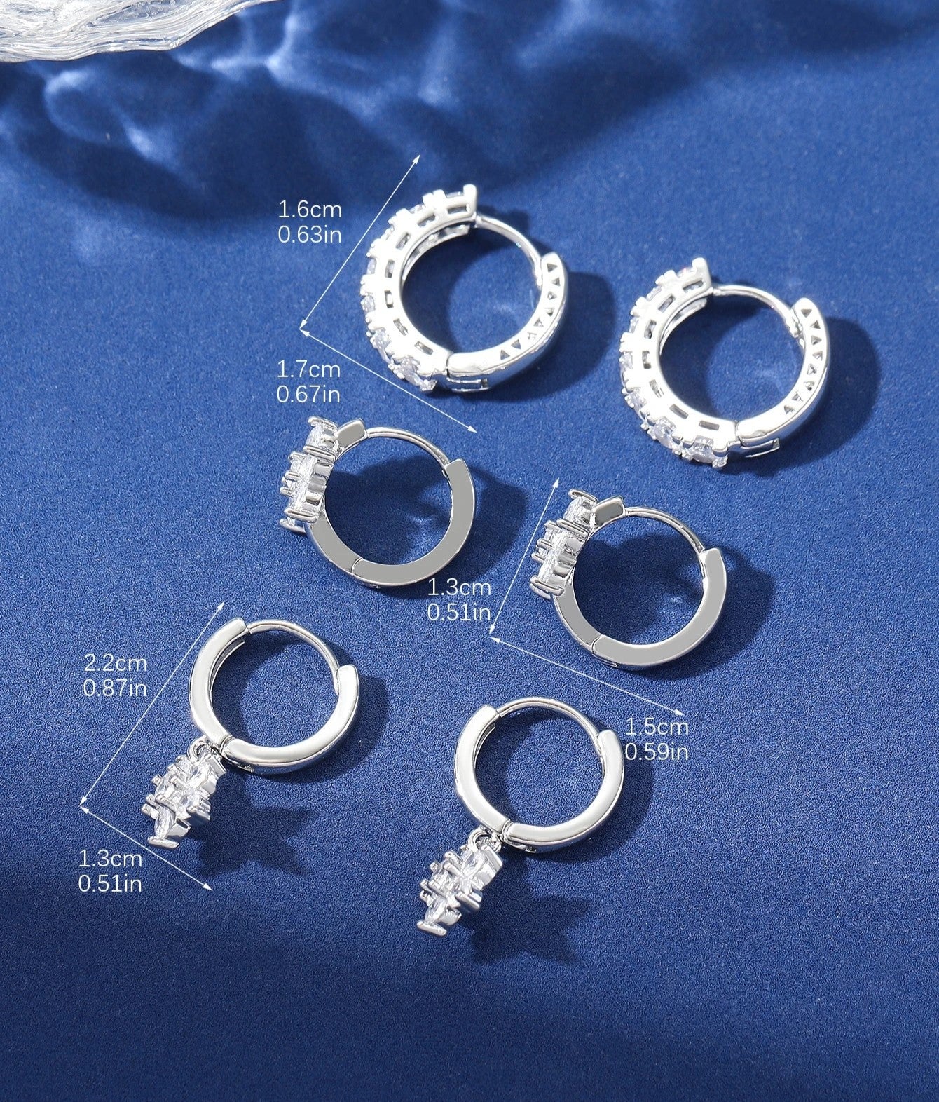 Cubic Zirconia Flower Hoop & Pendant Earring Set