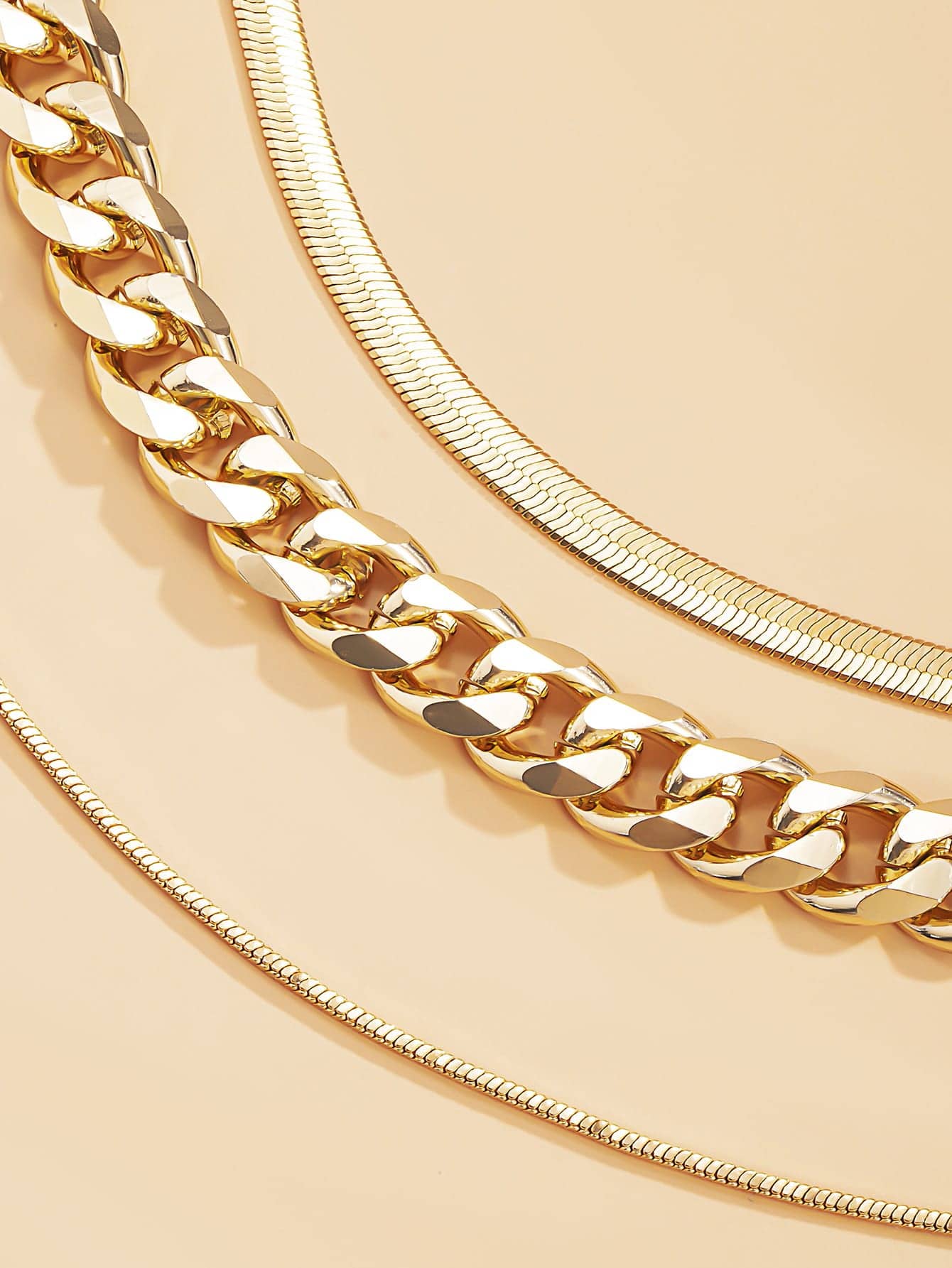 Luxe Layered Glow – Statement Chain Necklace Set 3Pcs