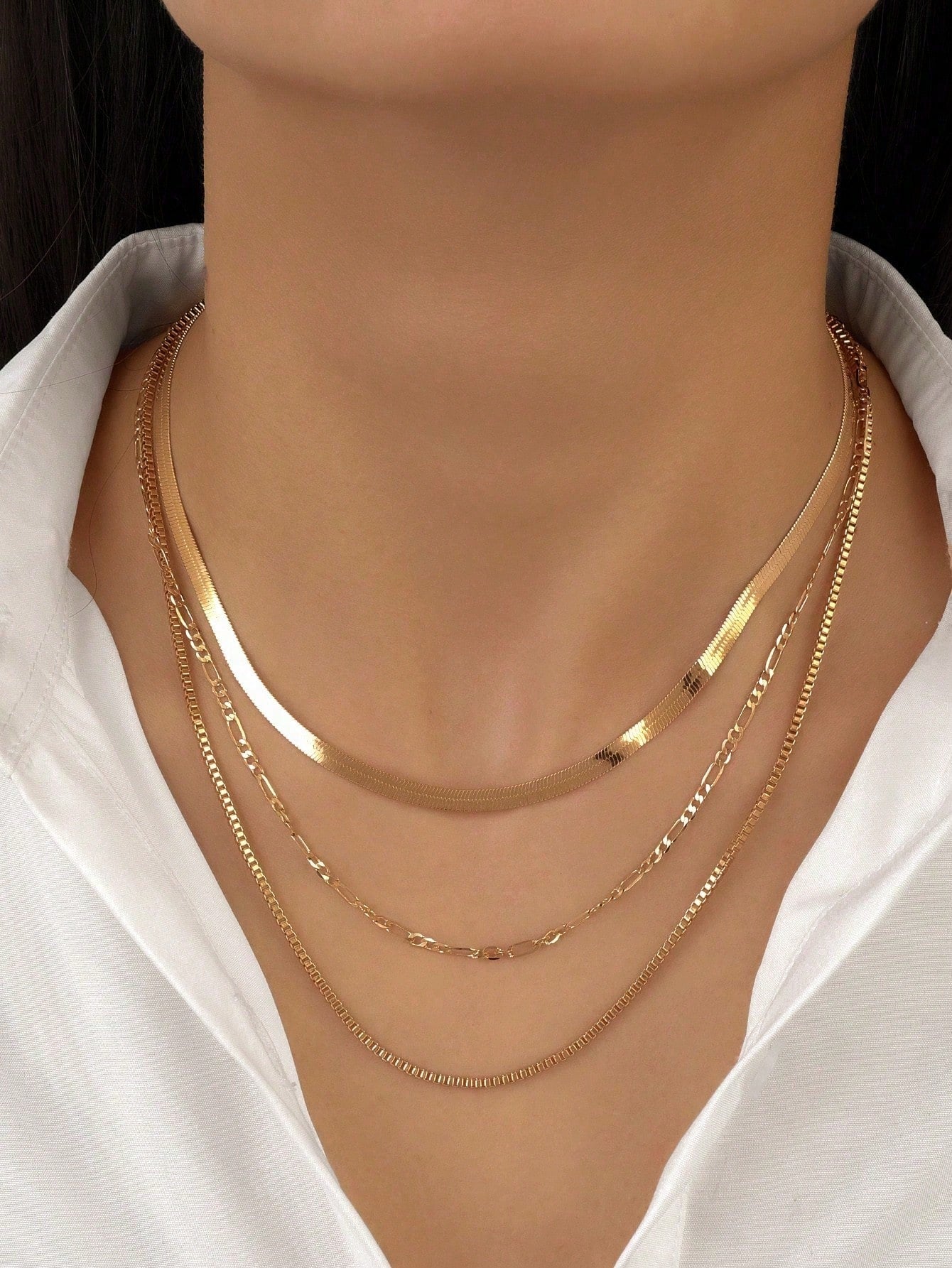 Golden Flow – Layered Look Thick Chain Necklace