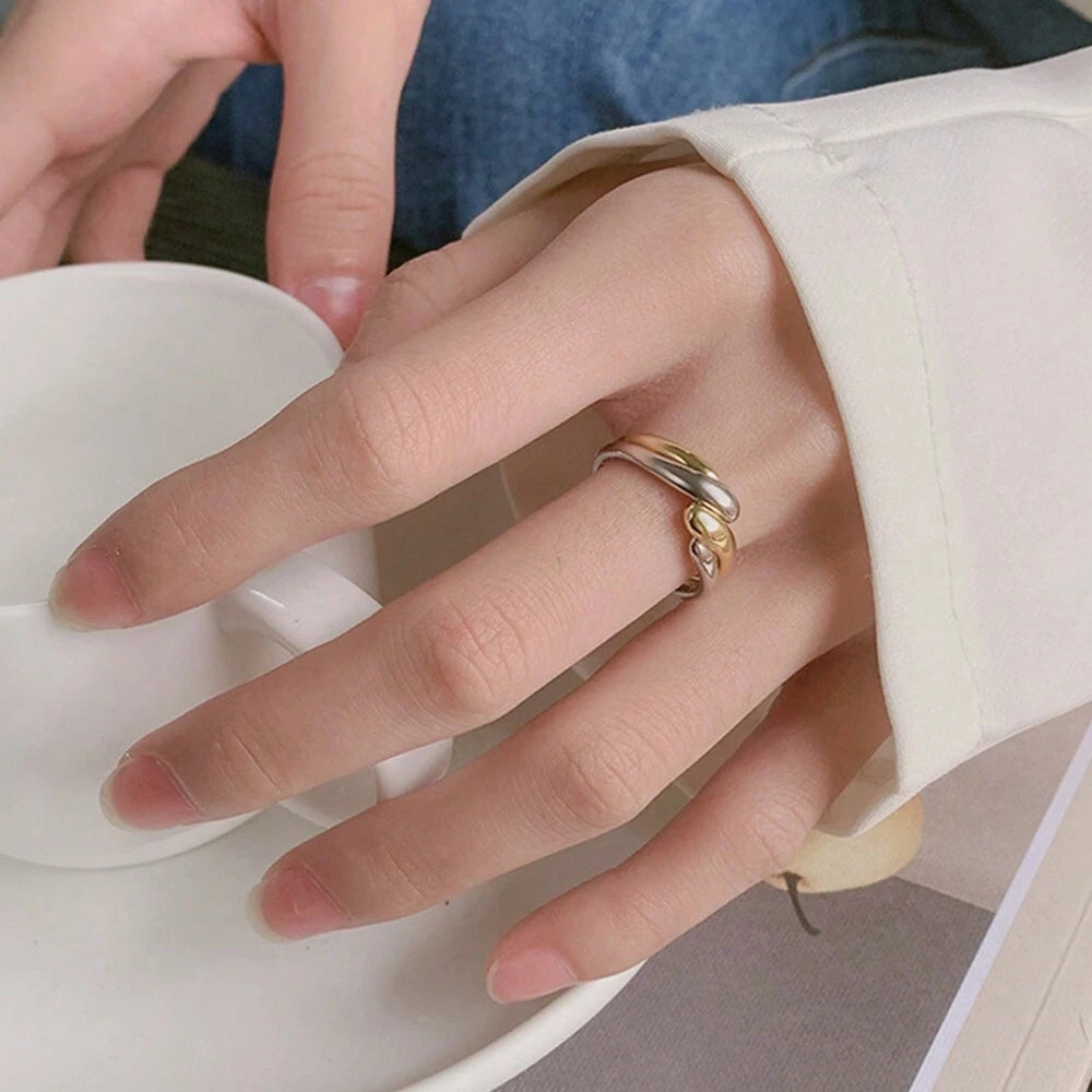 Aurora Sculptural Two-Tone Adjustable Ring