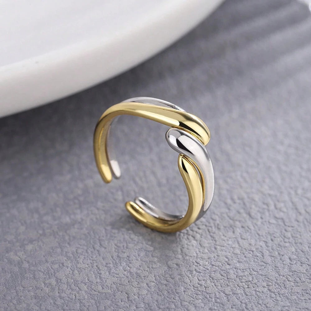 Aurora Sculptural Two-Tone Adjustable Ring