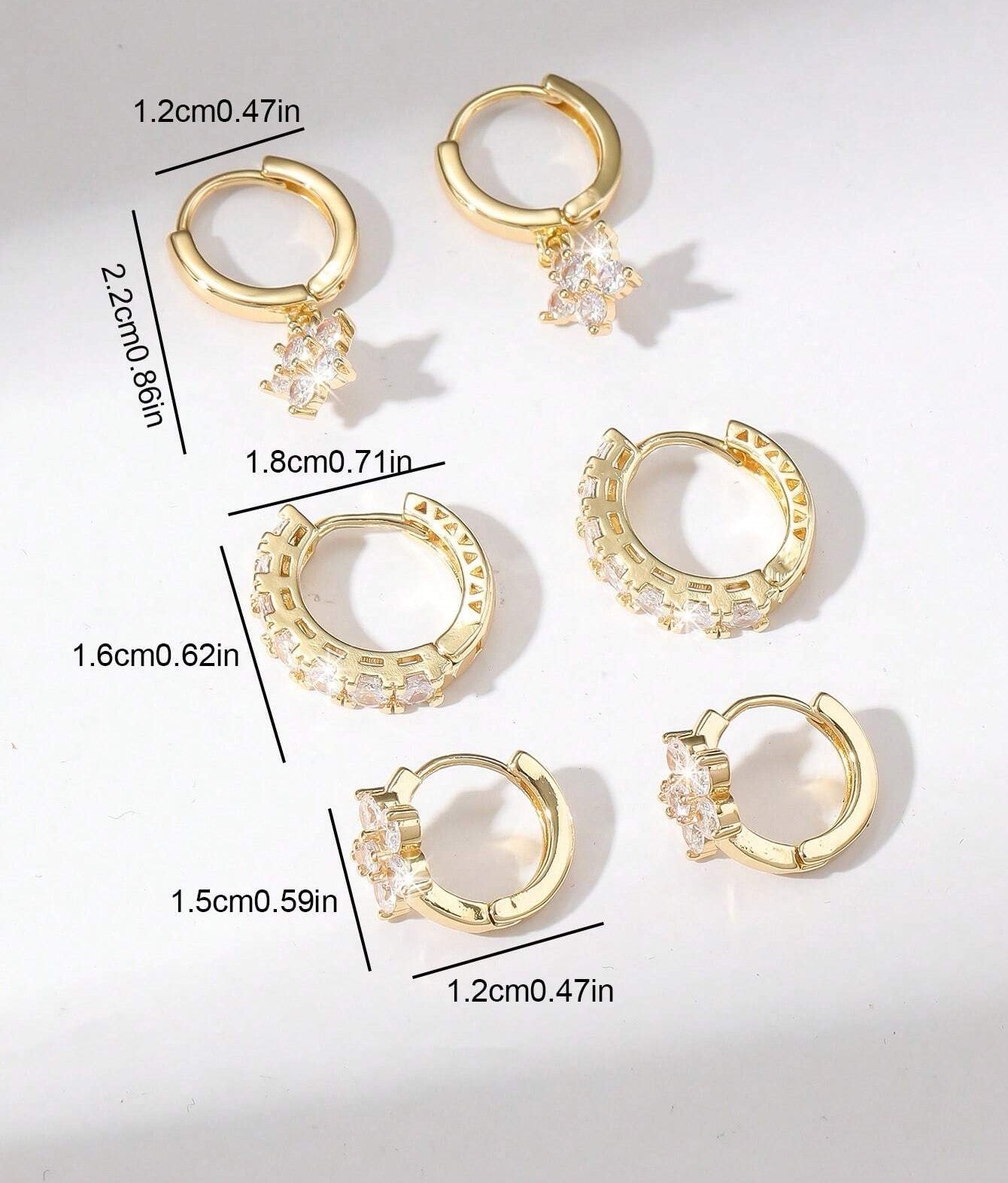 Cubic Zirconia Flower Hoop & Pendant Earring Set