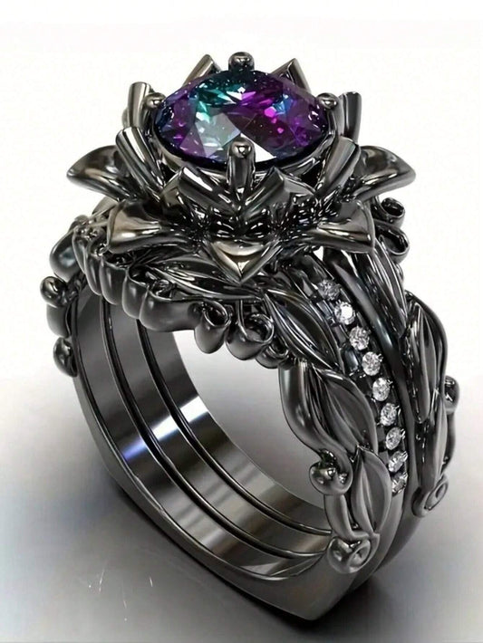 Luxury Black Leaf Ring