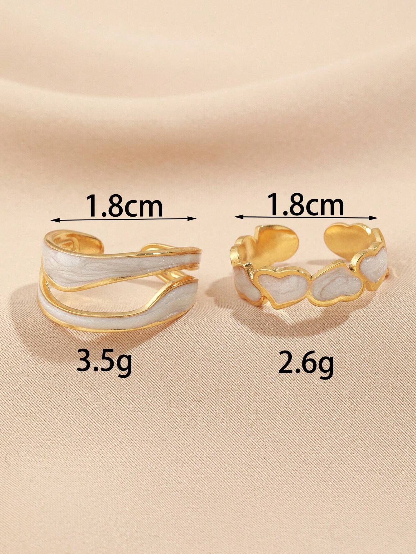 Gold Plated Heart Open Ring Duo