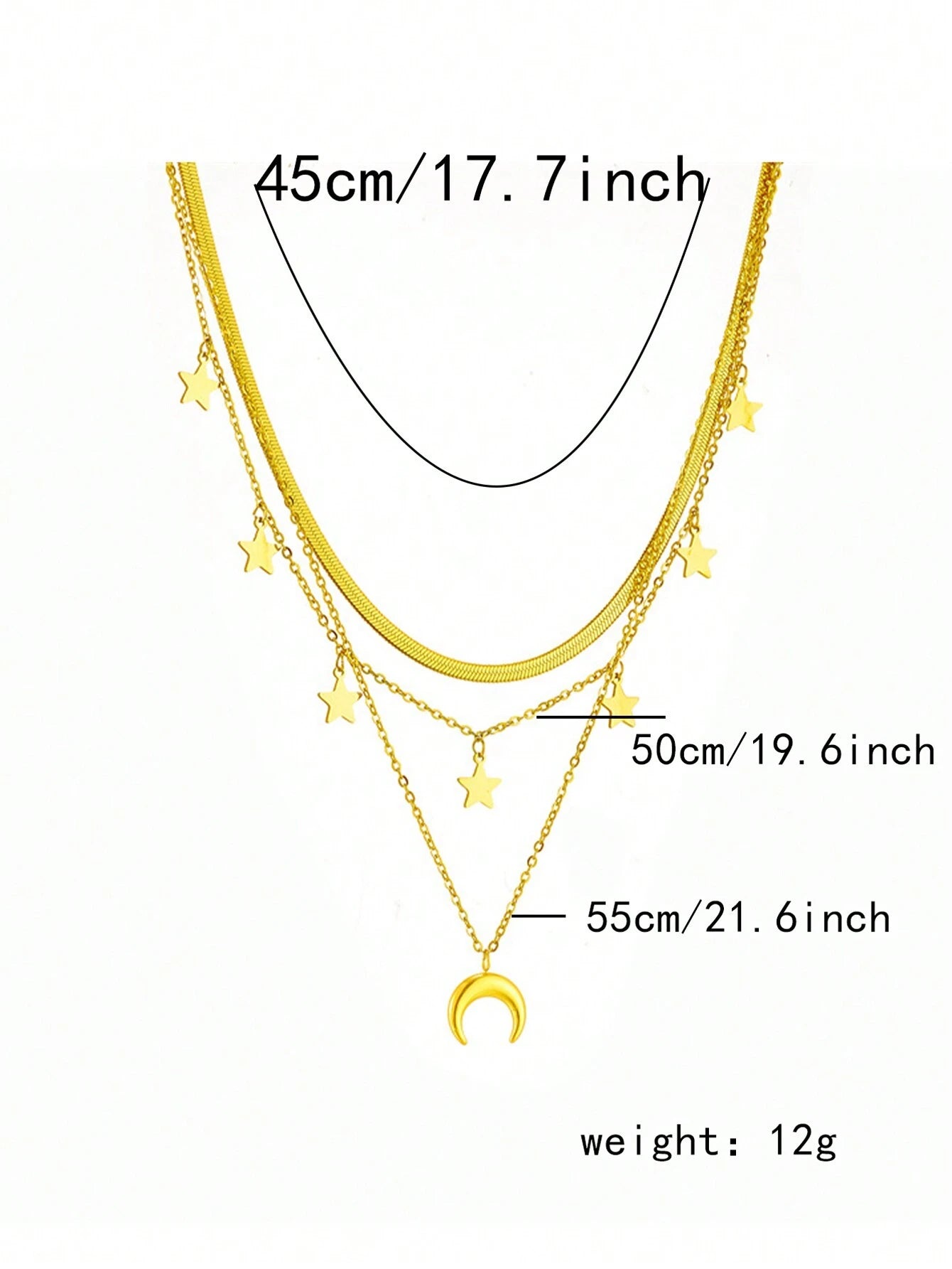 Layered Love & Crescent Moon Necklace Set