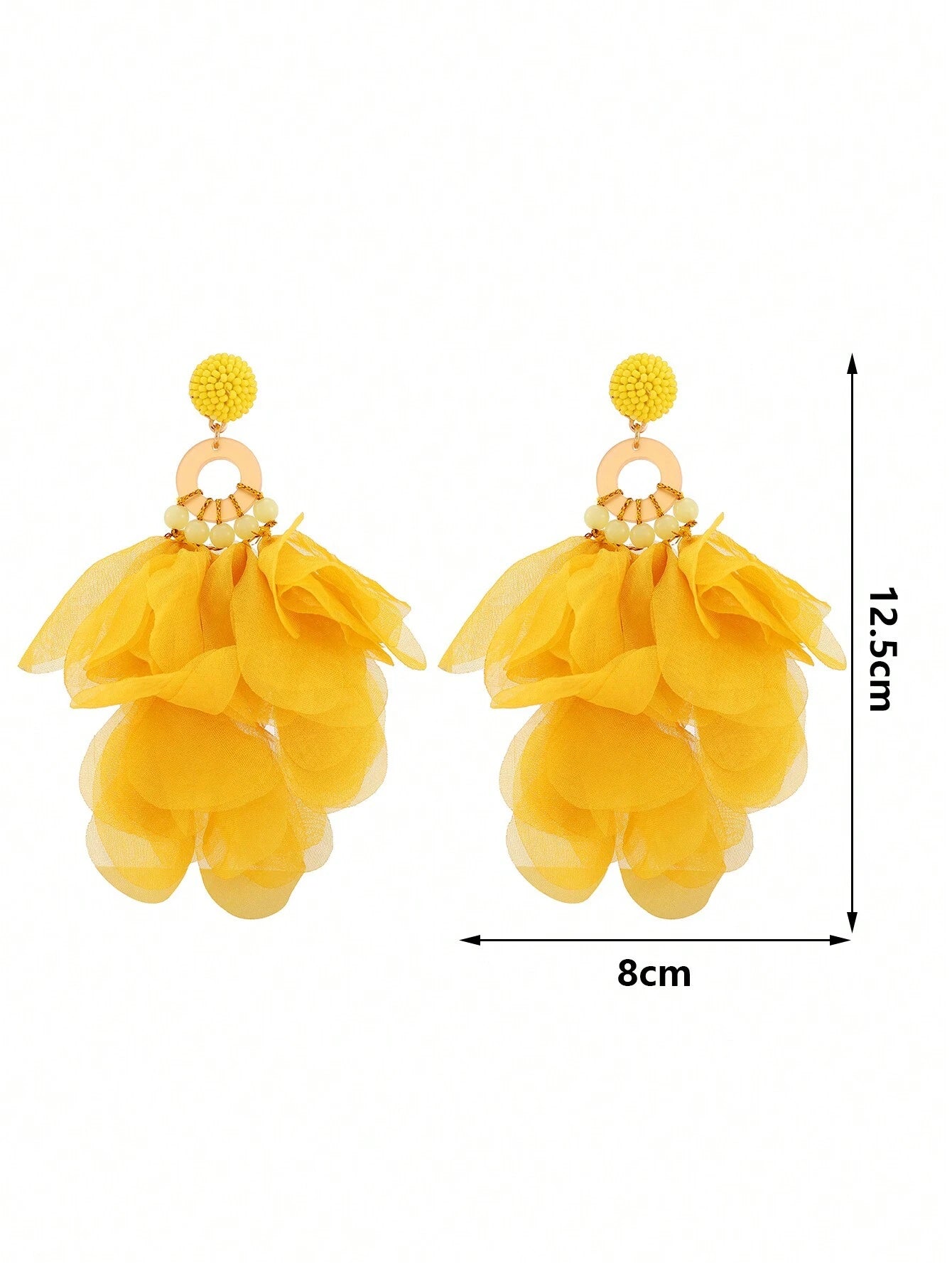 Long Organza Petal Pendant Earrings
