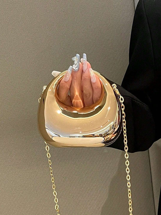 Sculpted Orb Mini Bag – Molten Gold / Liquid Silver Finish
