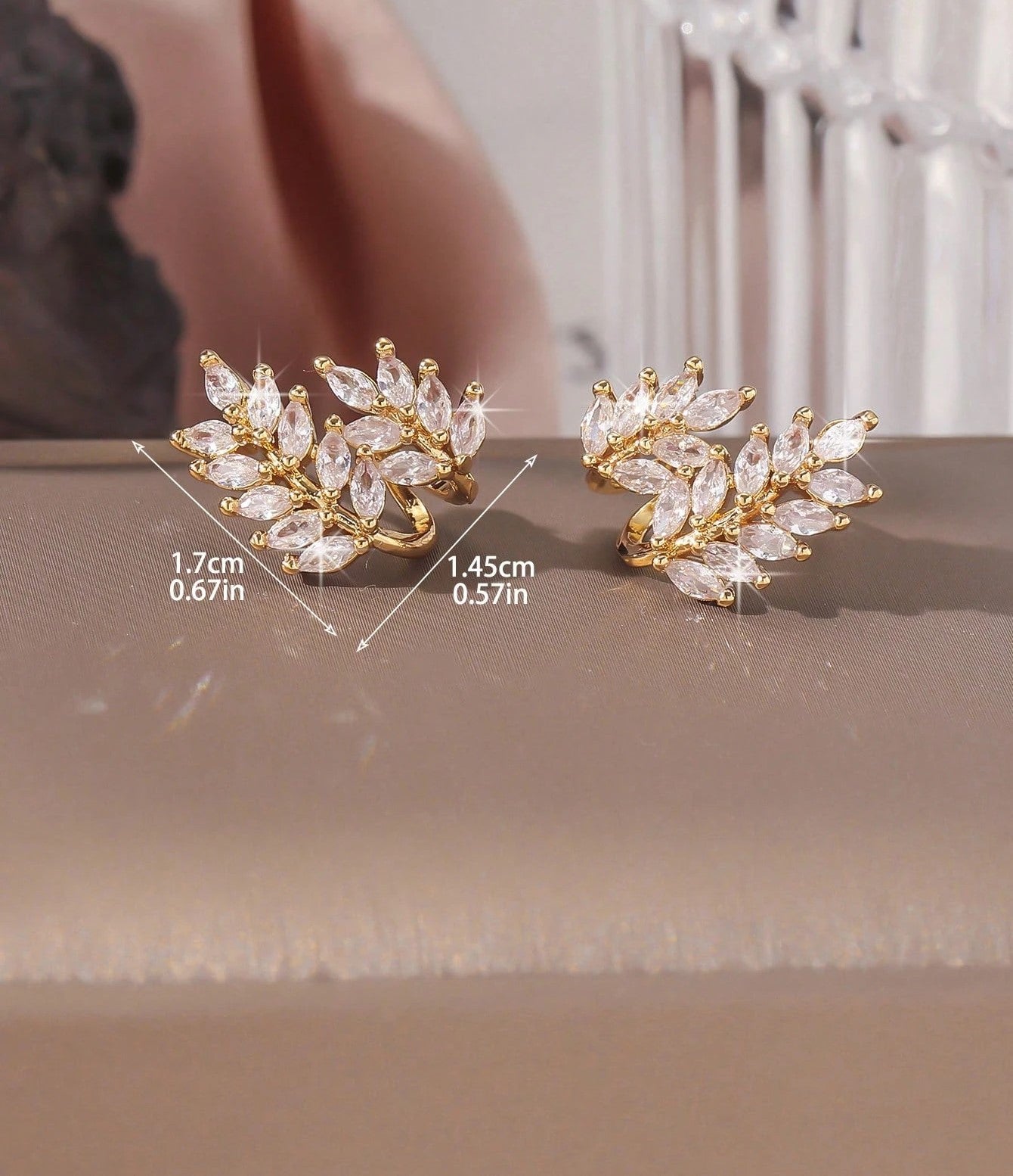 Sparkling Cubic Zirconia Wheat Ear Stud Earrings