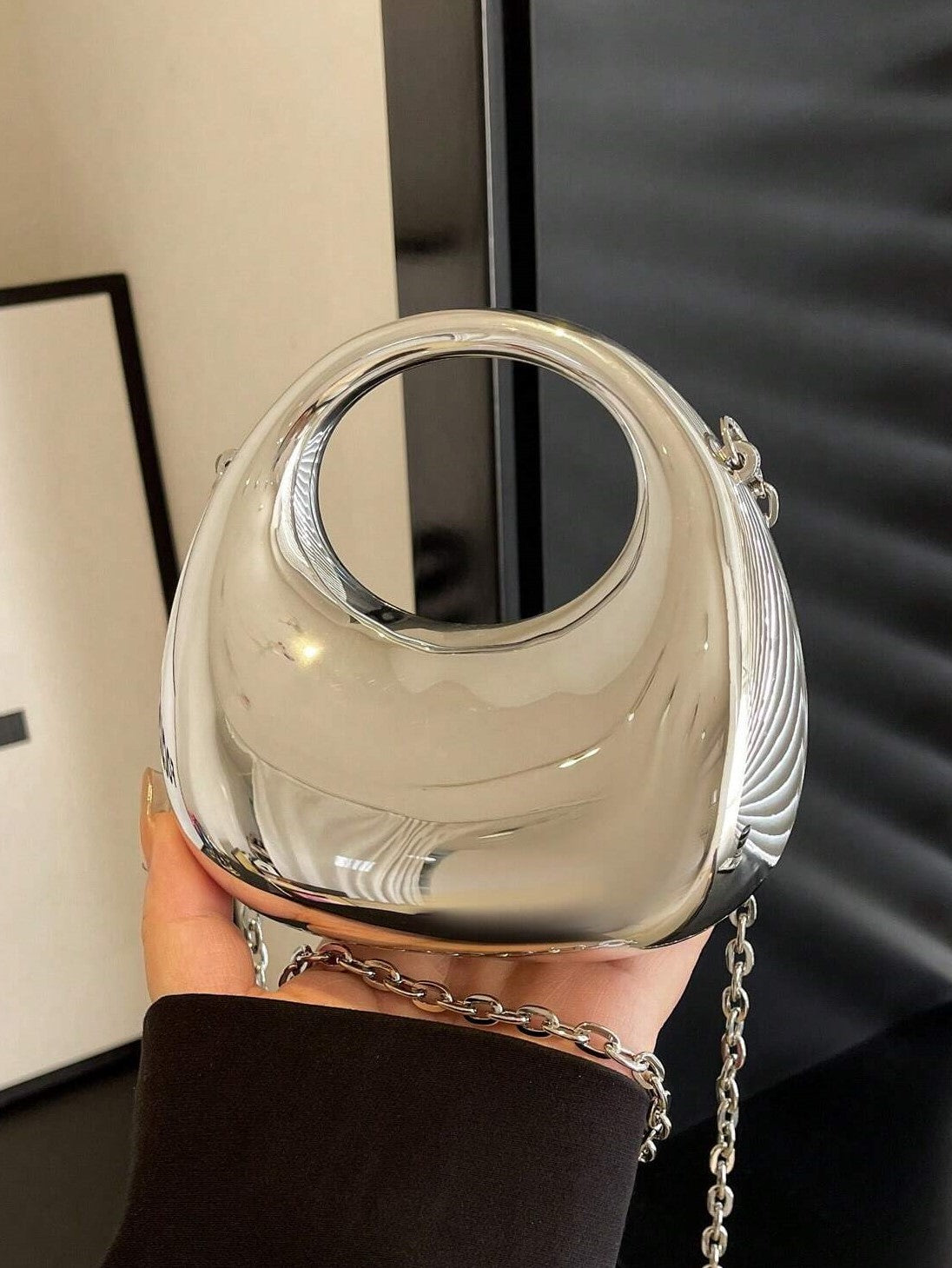 Sculpted Orb Mini Bag – Molten Gold / Liquid Silver Finish