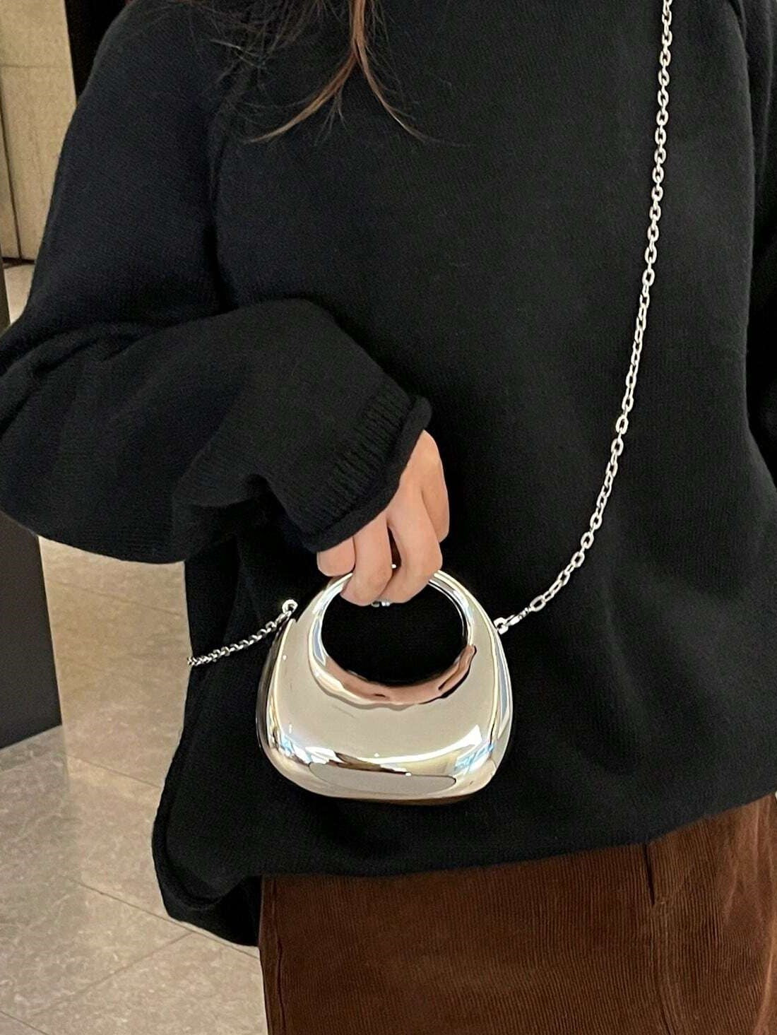 Sculpted Orb Mini Bag – Molten Gold / Liquid Silver Finish