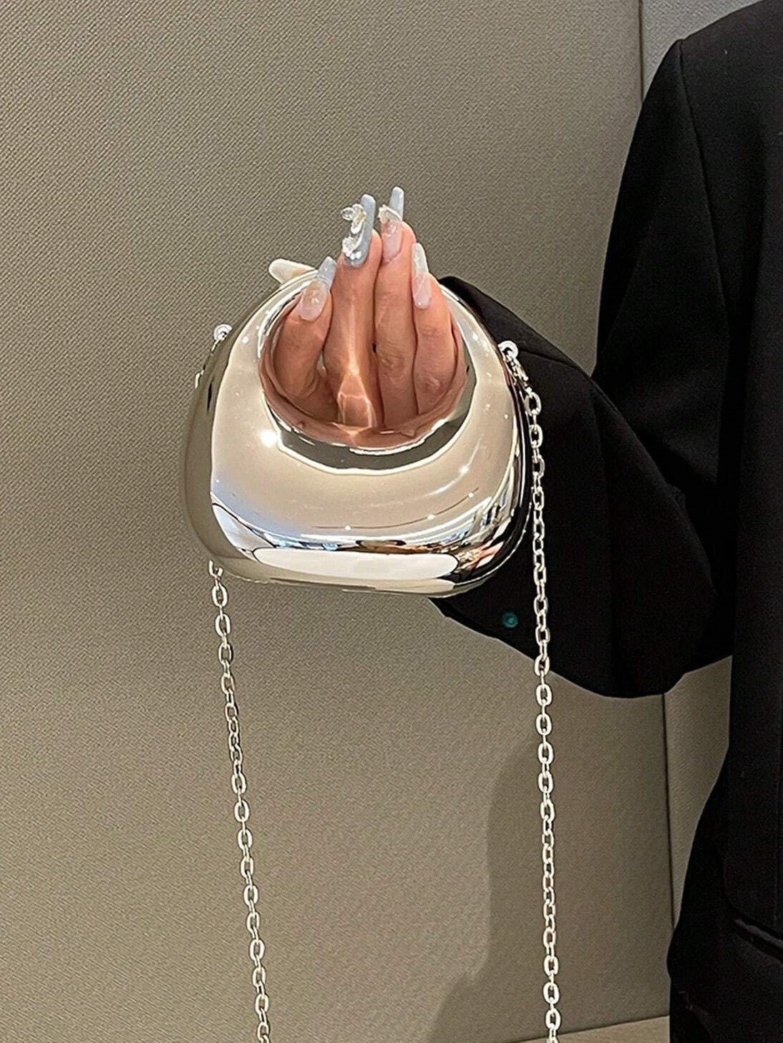 Sculpted Orb Mini Bag – Molten Gold / Liquid Silver Finish