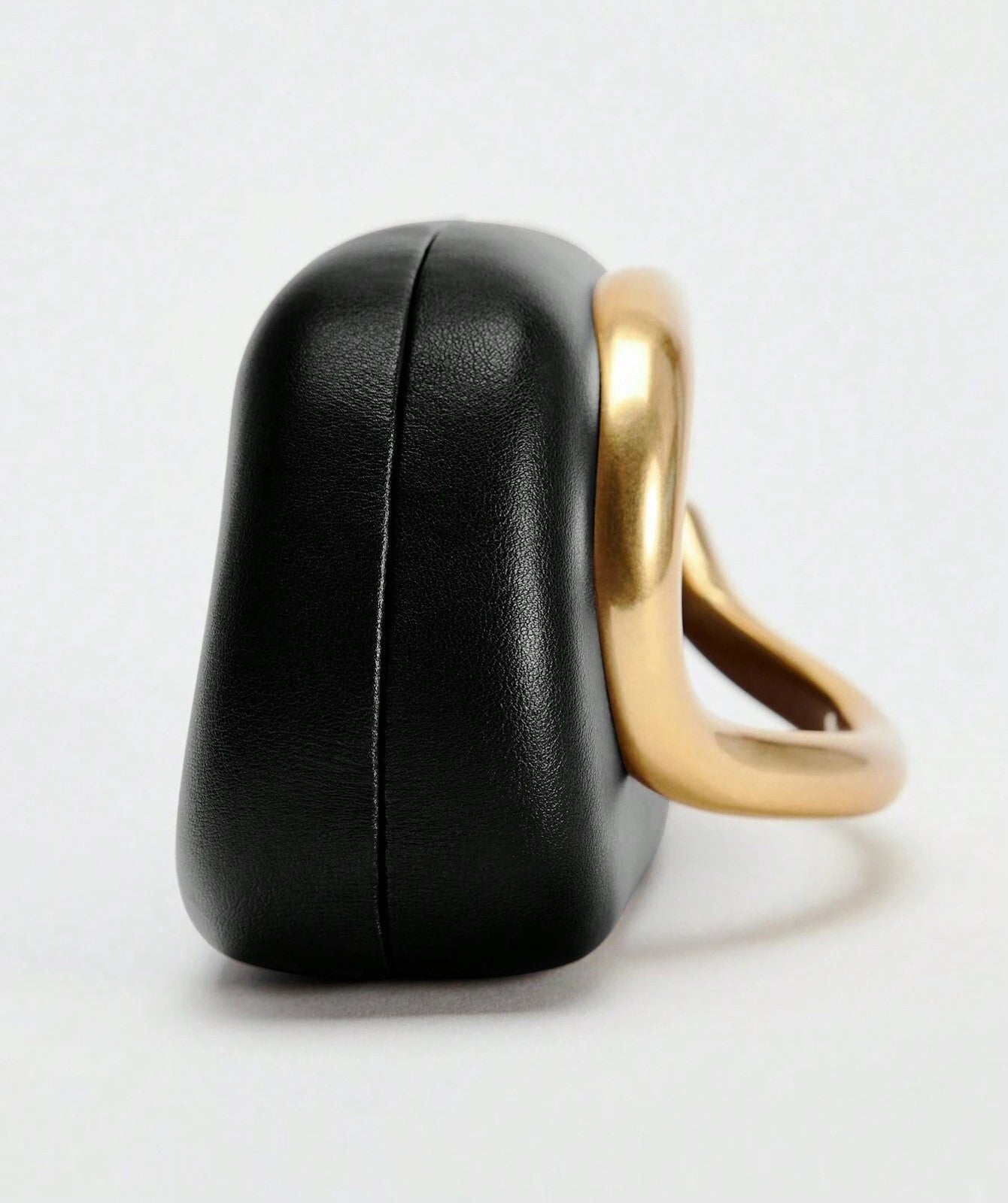 C-Handle Sculptural Black Clutch