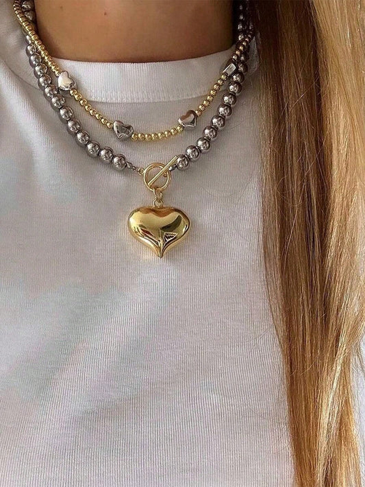 Beaded Heart Necklace Set