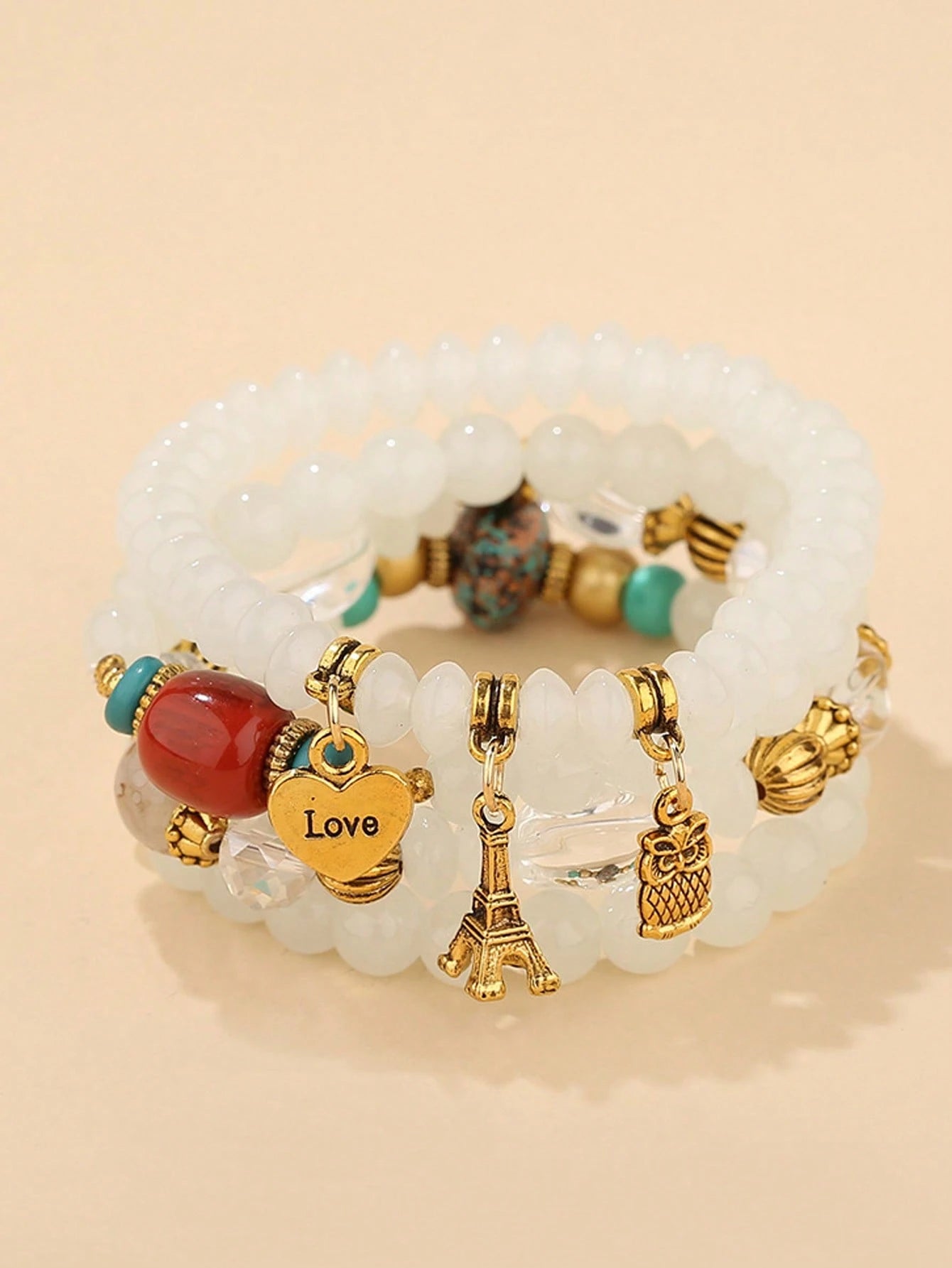 Boho Luxe Charm Bracelet Set - 4 Pcs