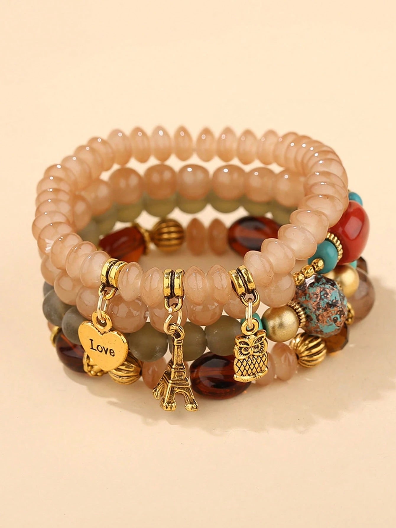 Boho Luxe Charm Bracelet Set - 4 Pcs