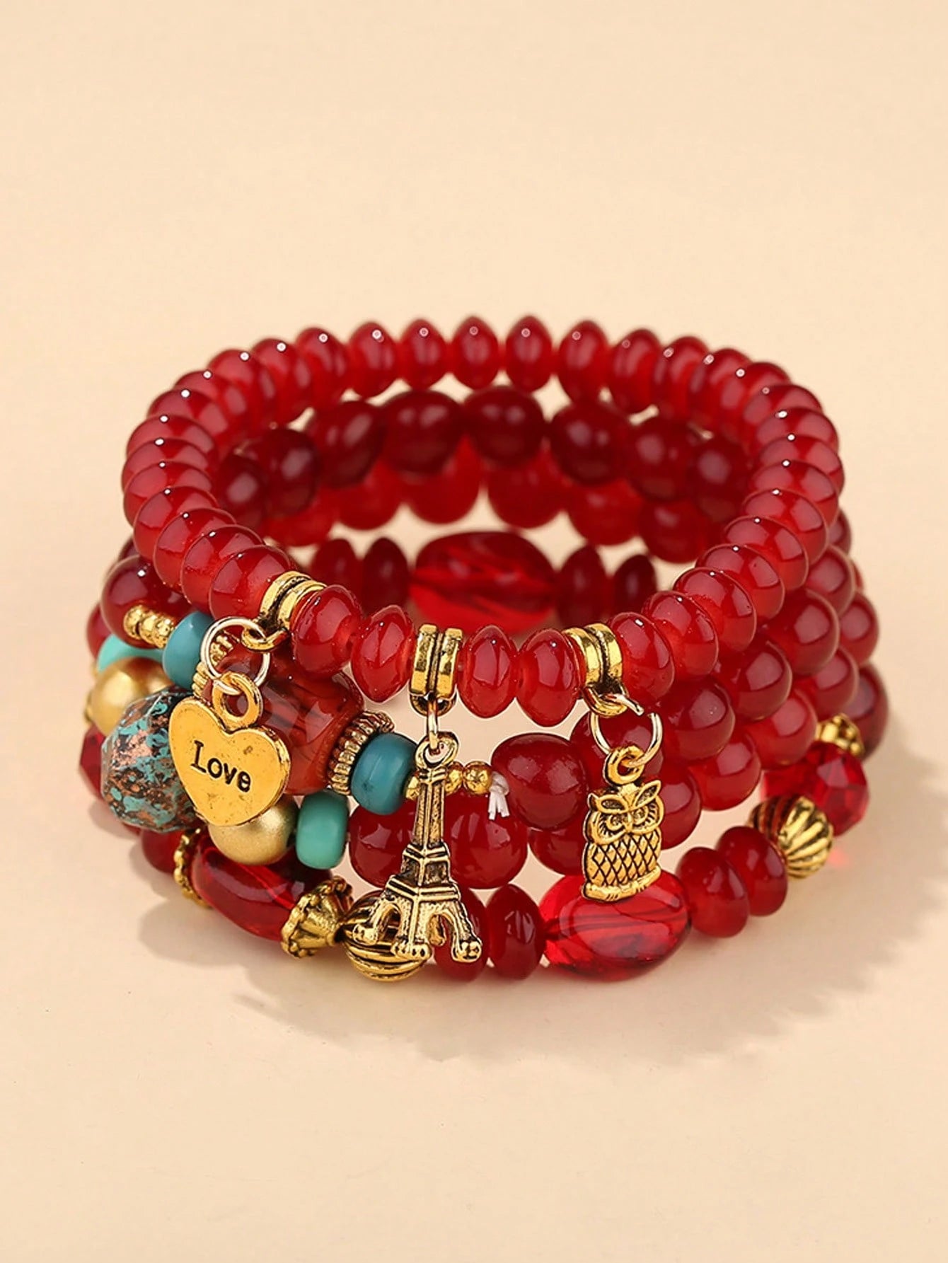 Boho Luxe Charm Bracelet Set - 4 Pcs