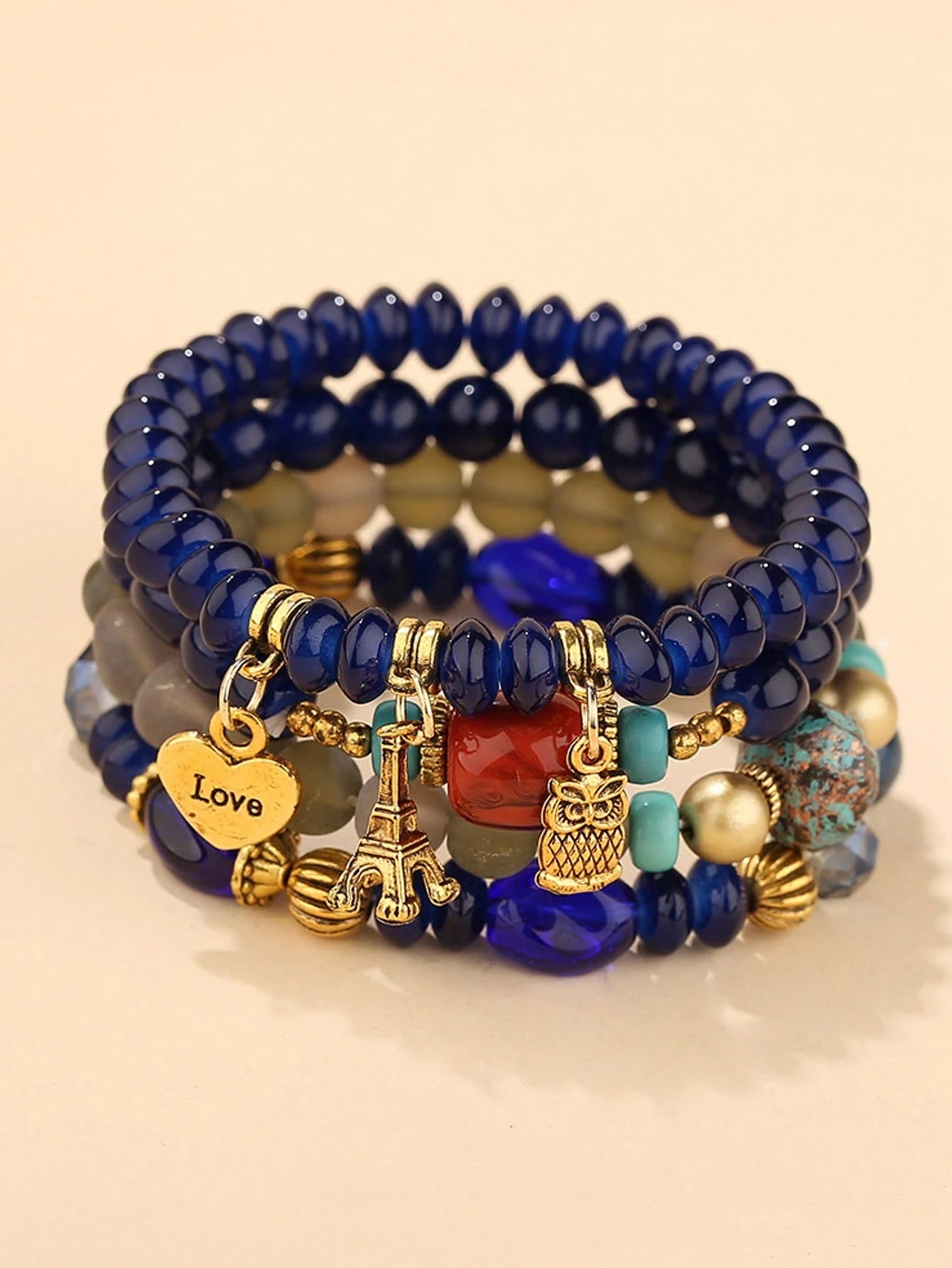 Boho Luxe Charm Bracelet Set - 4 Pcs