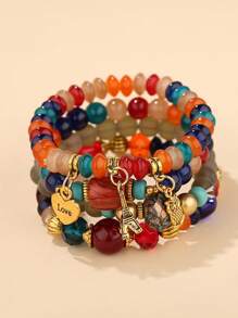 Boho Luxe Charm Bracelet Set - 4 Pcs