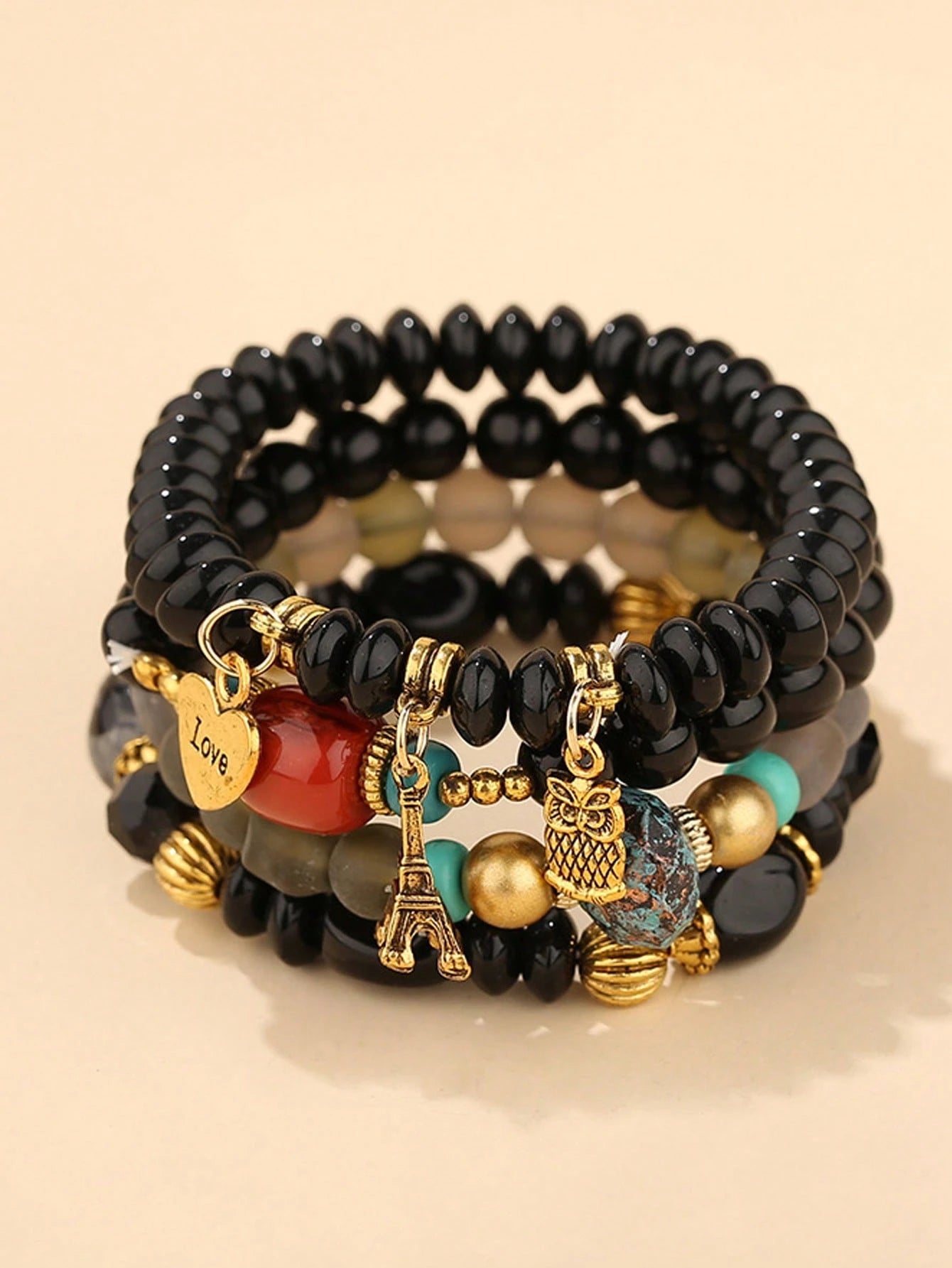 Boho Luxe Charm Bracelet Set - 4 Pcs