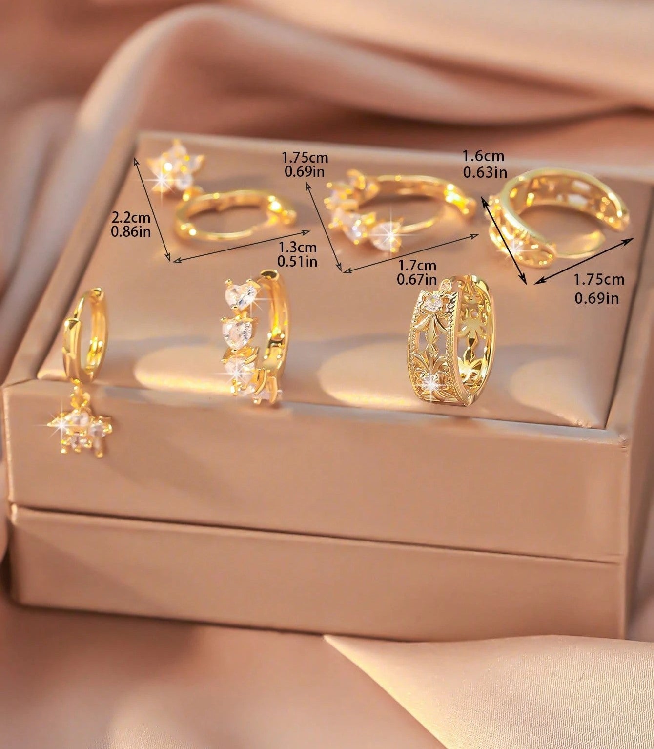 Floral Cubic Zirconia Hoop Earring Set