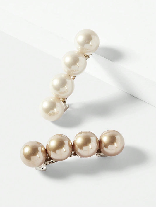 Double Pearl Barrette Set