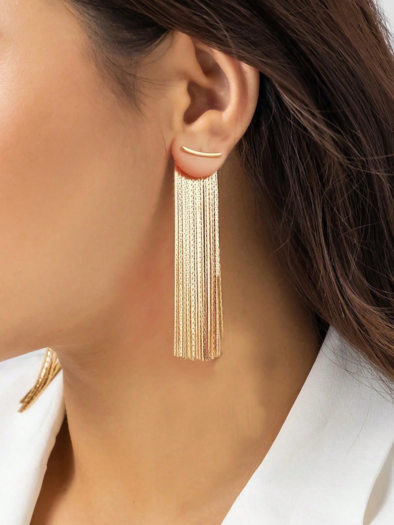 Metal Chain Tassel Pendant Earrings