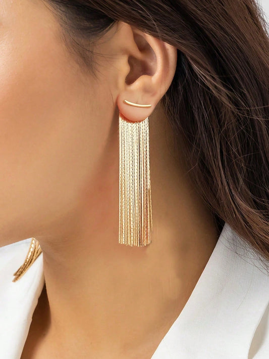 Metal Chain Tassel Pendant Earrings