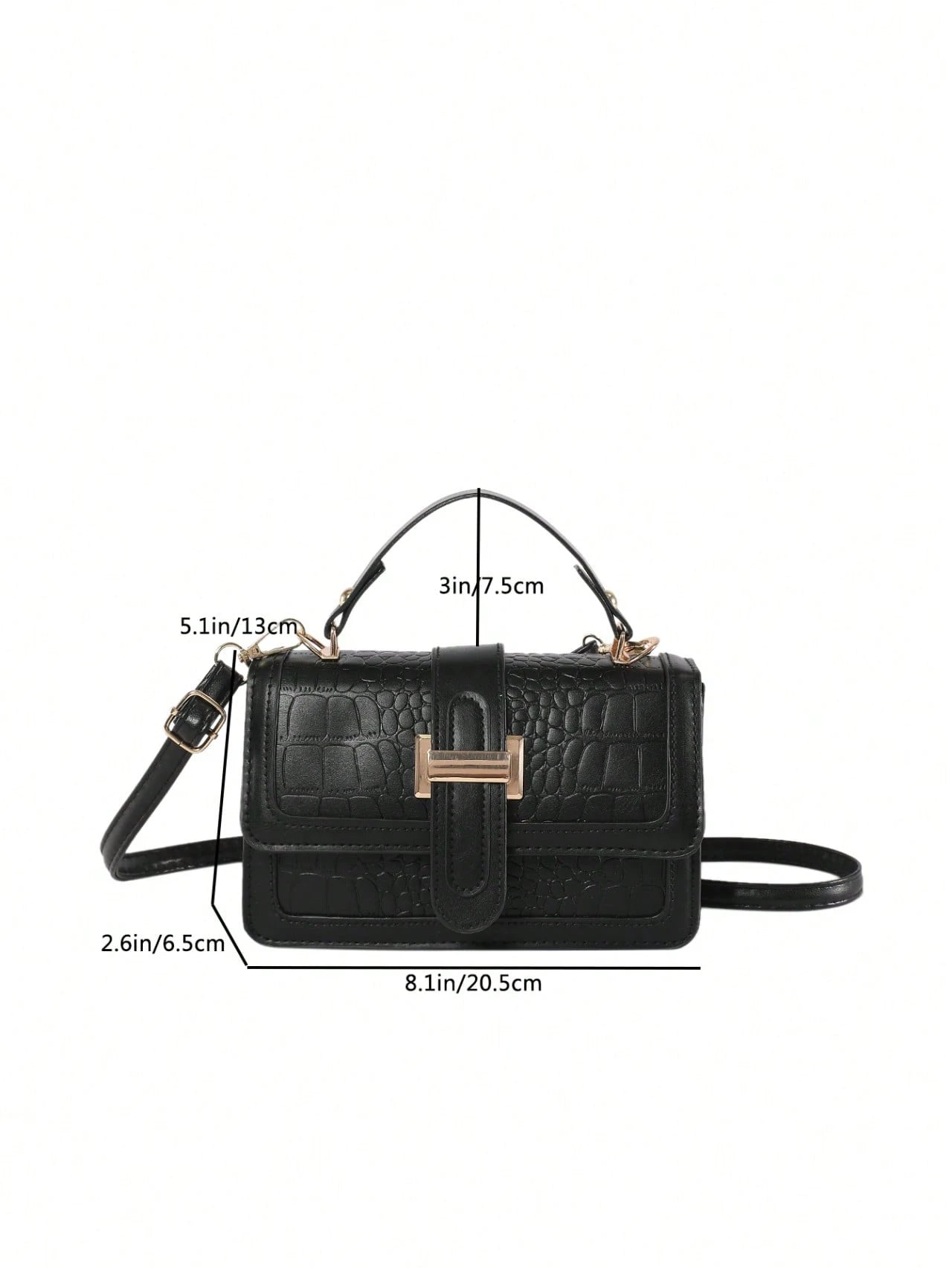 Black Minimal Gold Lock Shoulder Bag