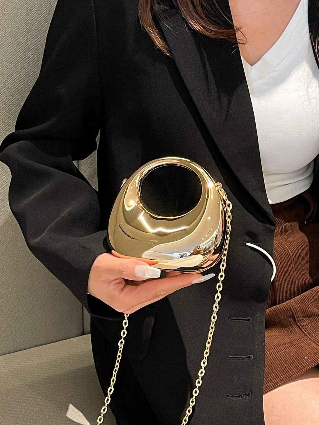 Sculpted Orb Mini Bag – Molten Gold / Liquid Silver Finish