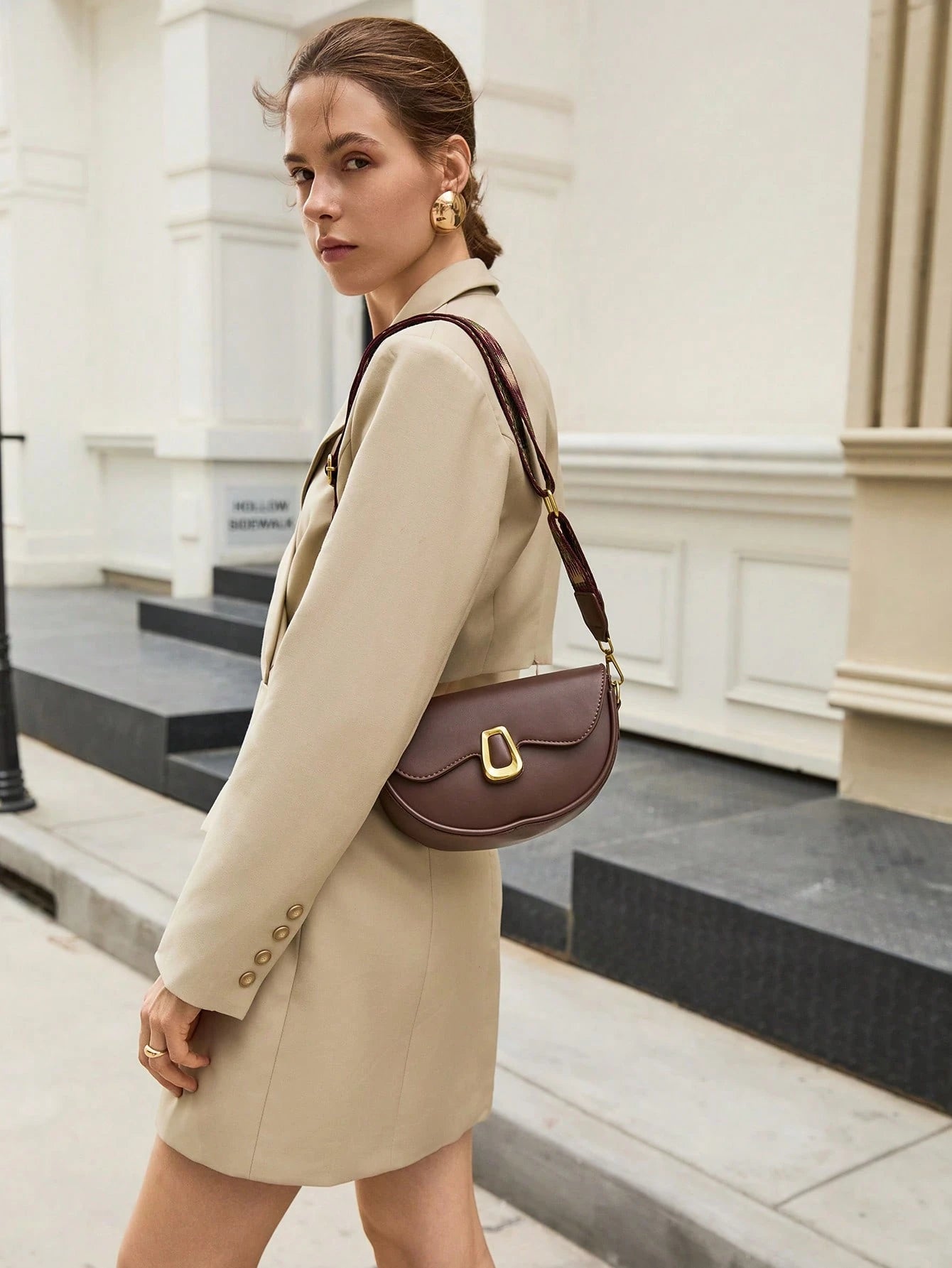 Structured Saddle Shoulder Bag