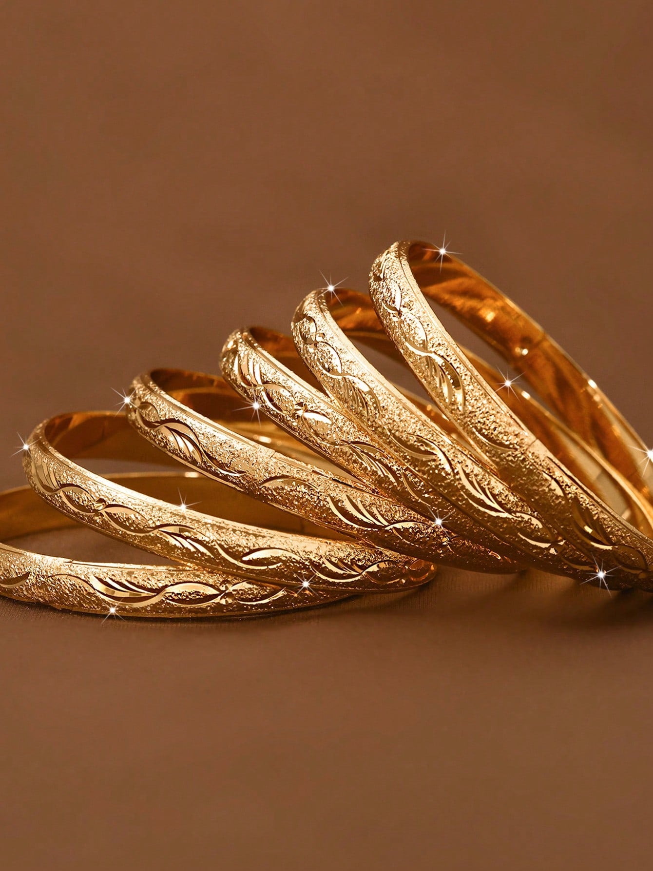 24K Gold-Plated Artisan Fish Bangle Bracelet Set