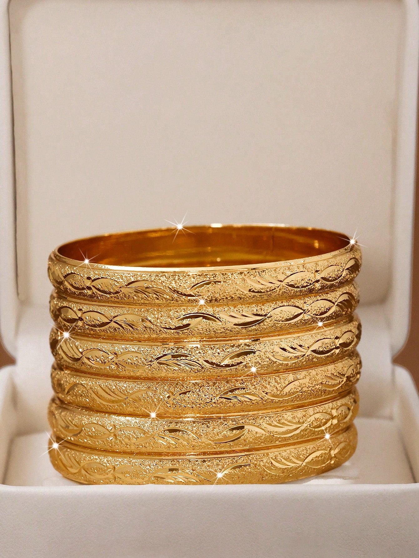 24K Gold-Plated Artisan Fish Bangle Bracelet Set