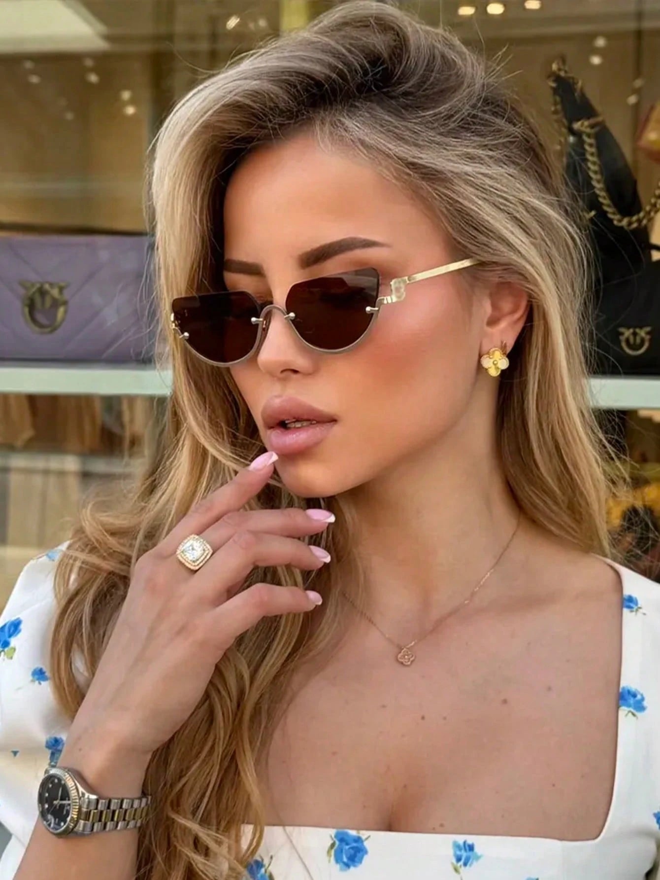 Aurélia™ Semi-Rimless Retro Sunglasses