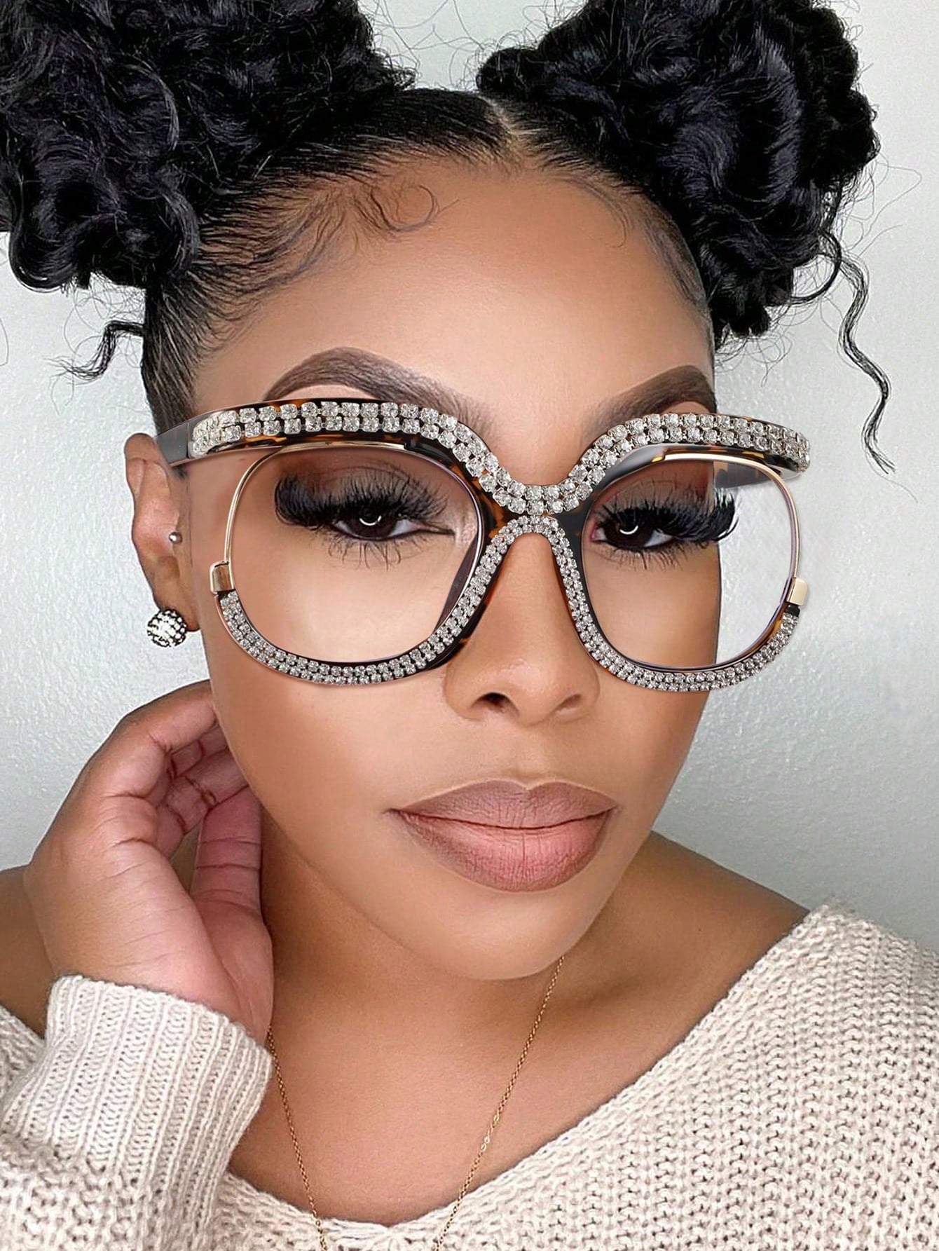 Crystal Leopard Oversized Sunglasses