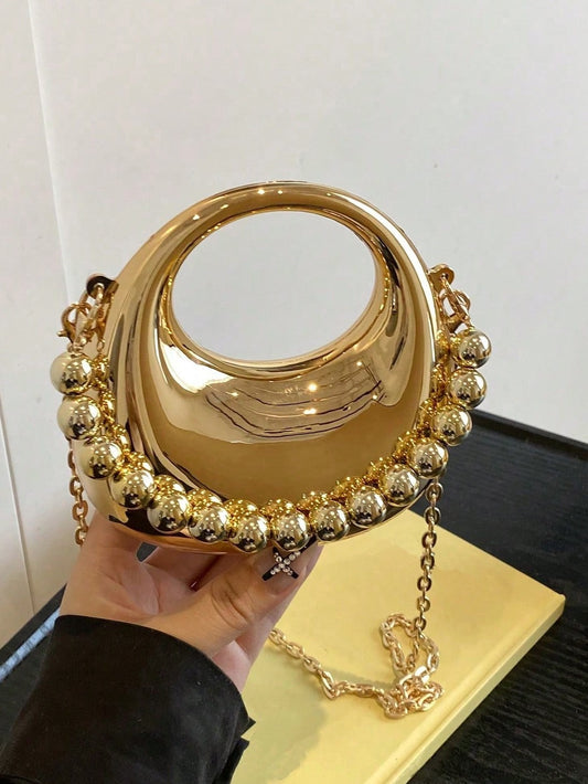 Gold Sculpted Mini Statement Bag