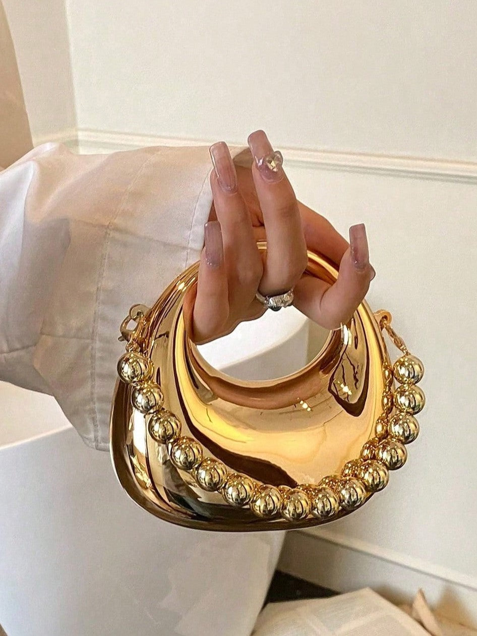 Gold Sculpted Mini Statement Bag