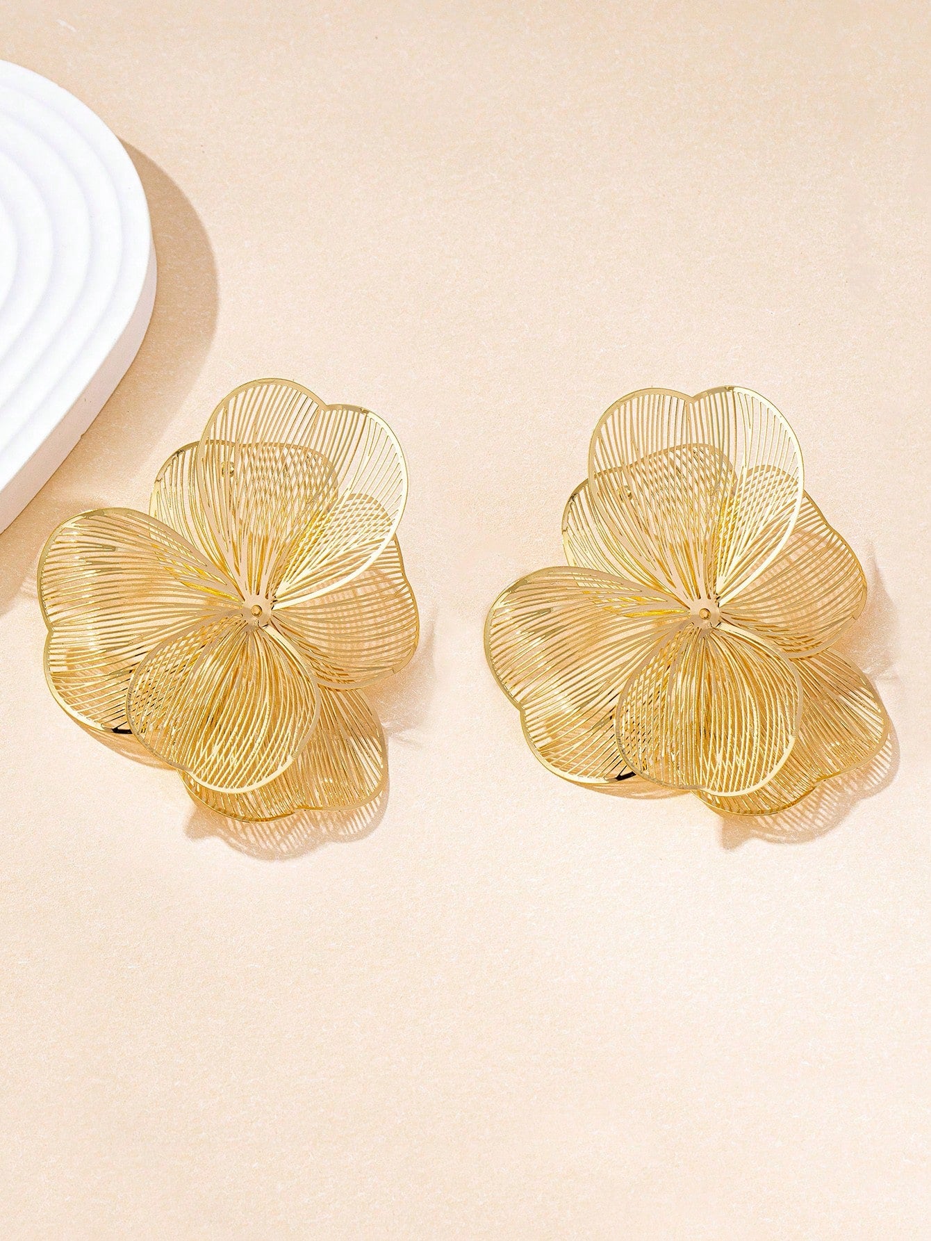 Gold-Plated Floral Pendant Earrings